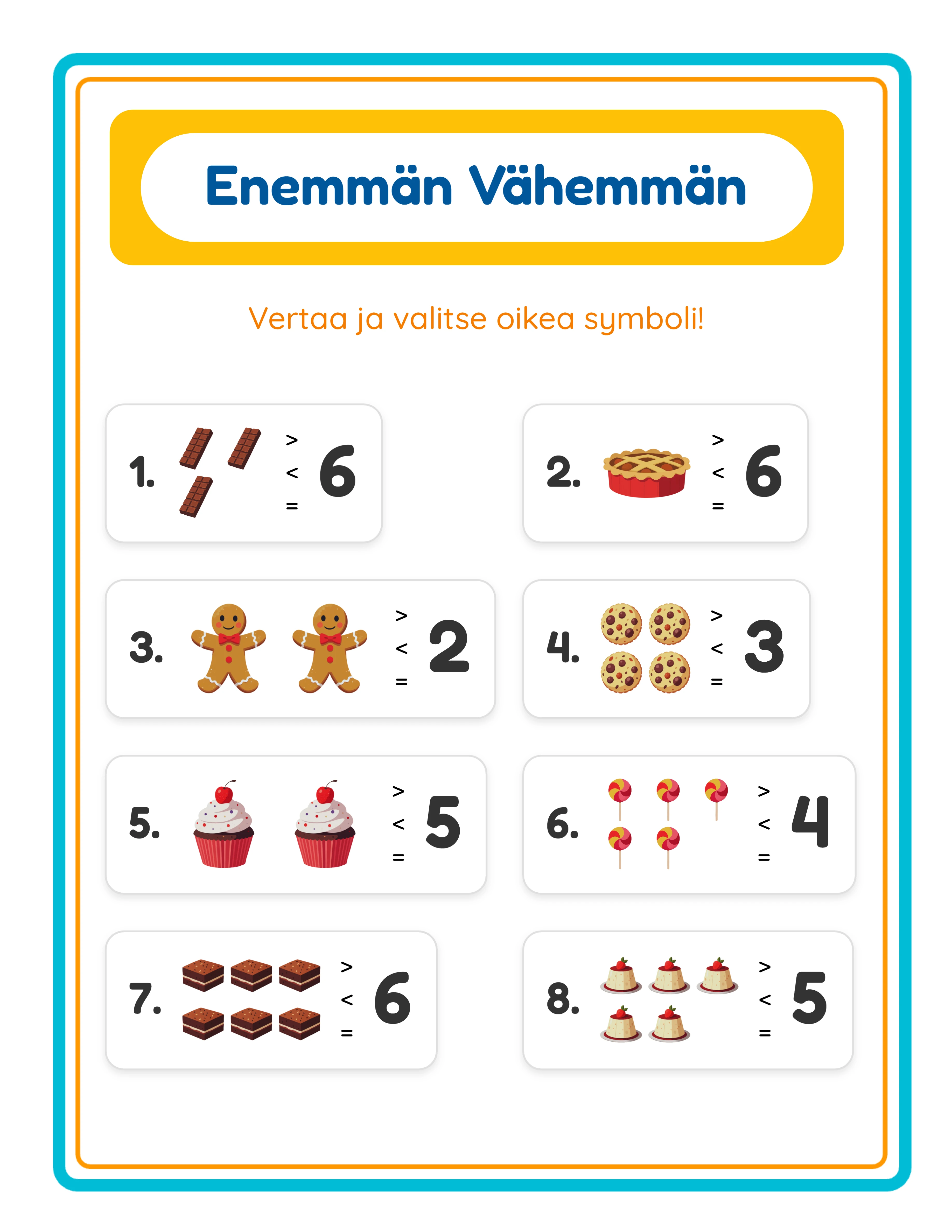 More-less printable worksheet — another themed variation