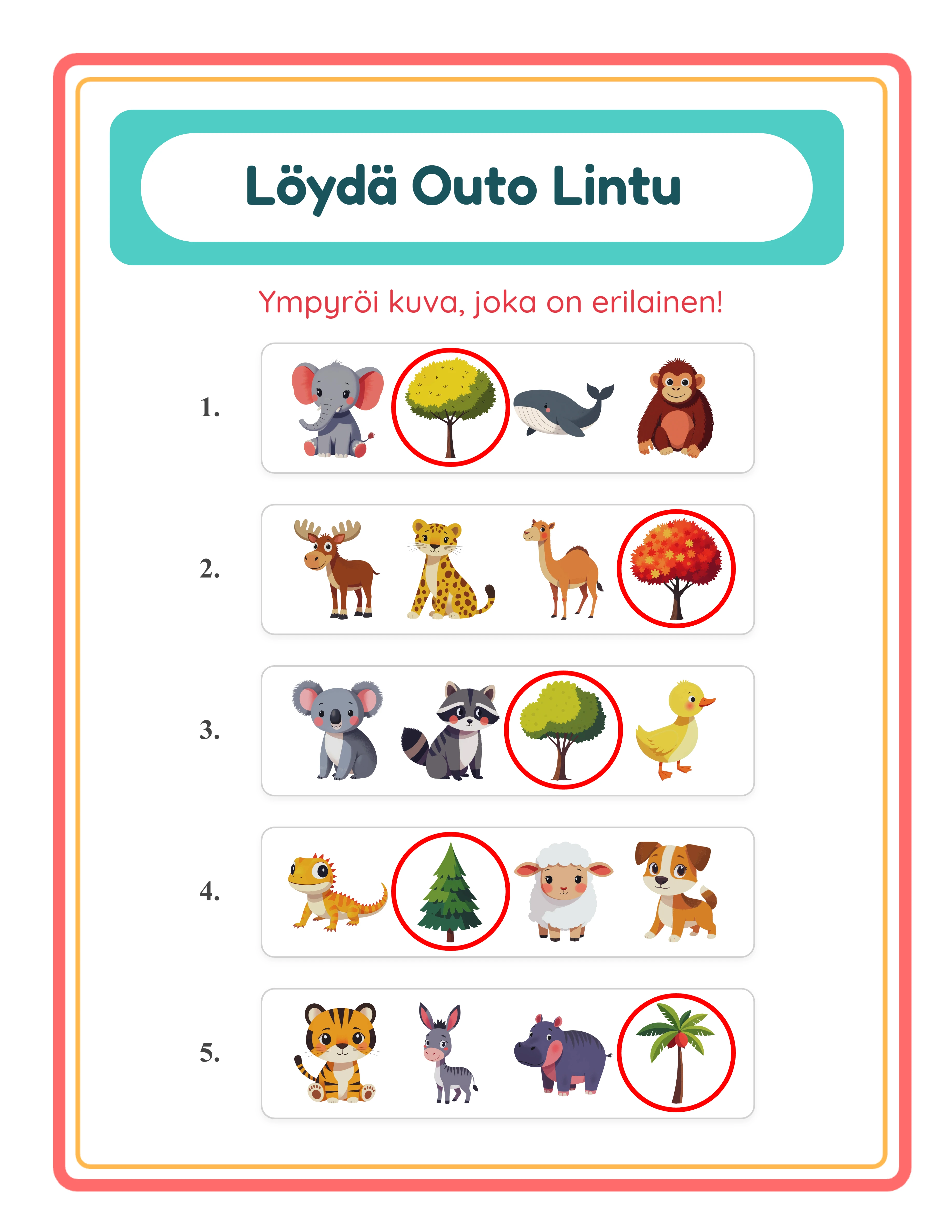 Odd one out printable answer key