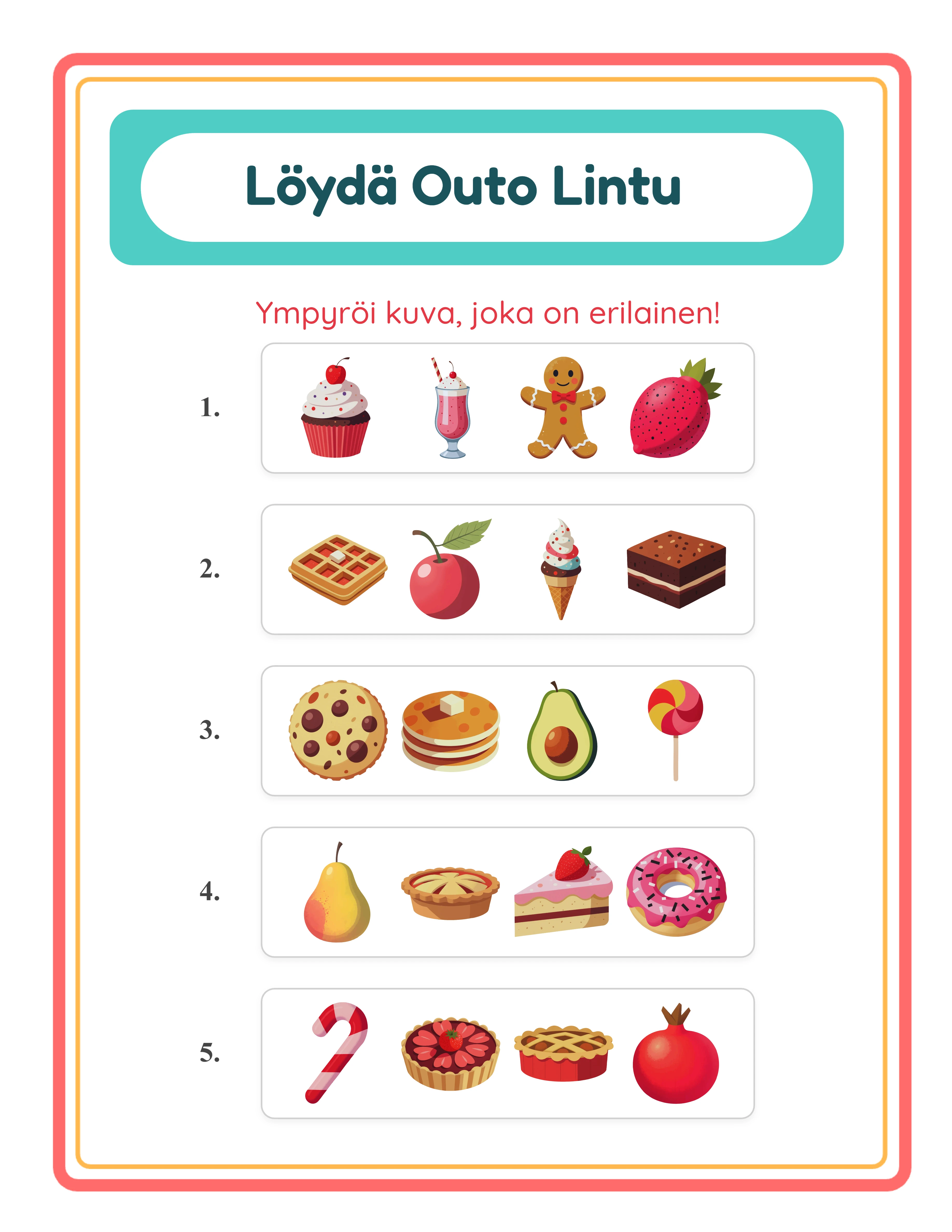 Professional odd one out printable worksheet