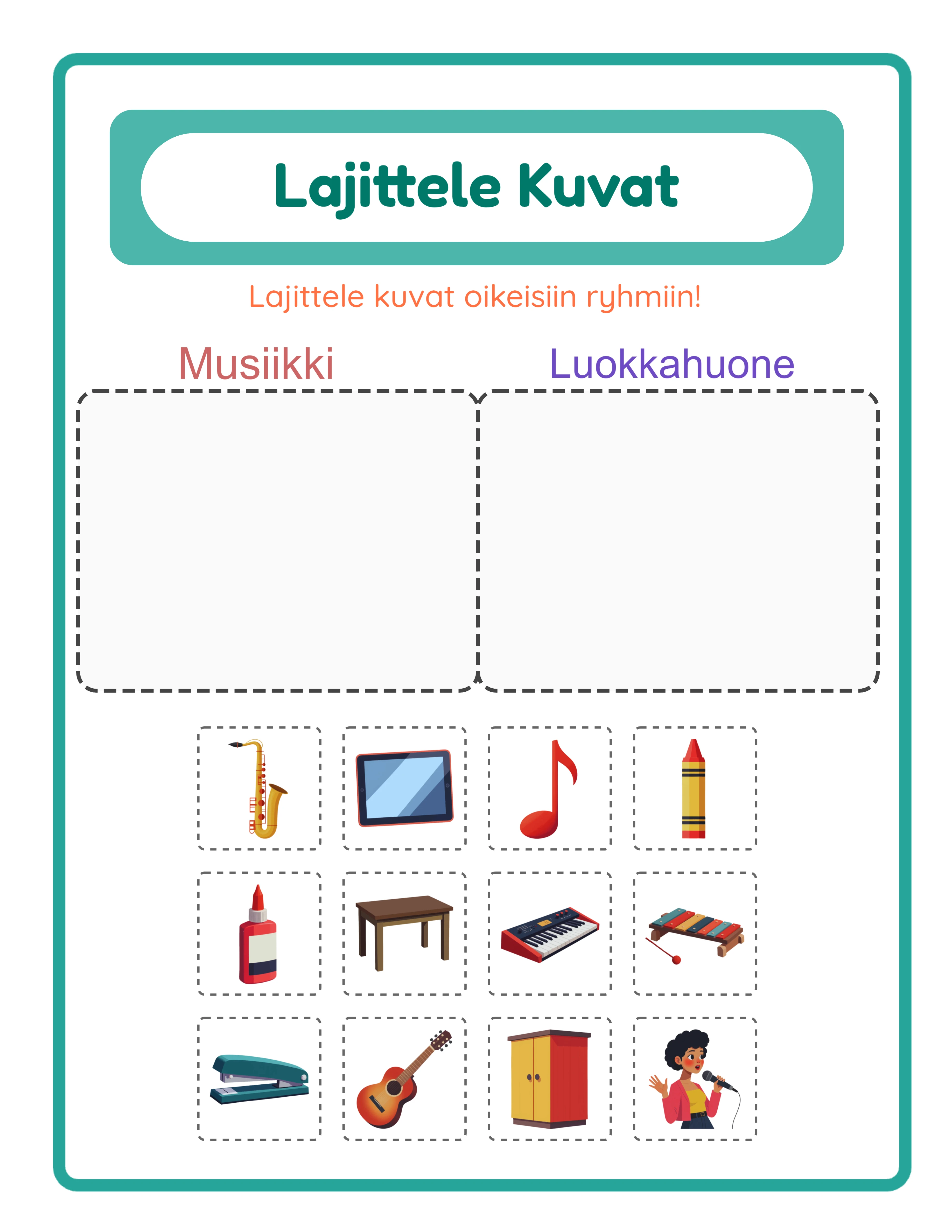 Professional picture sort printable worksheet