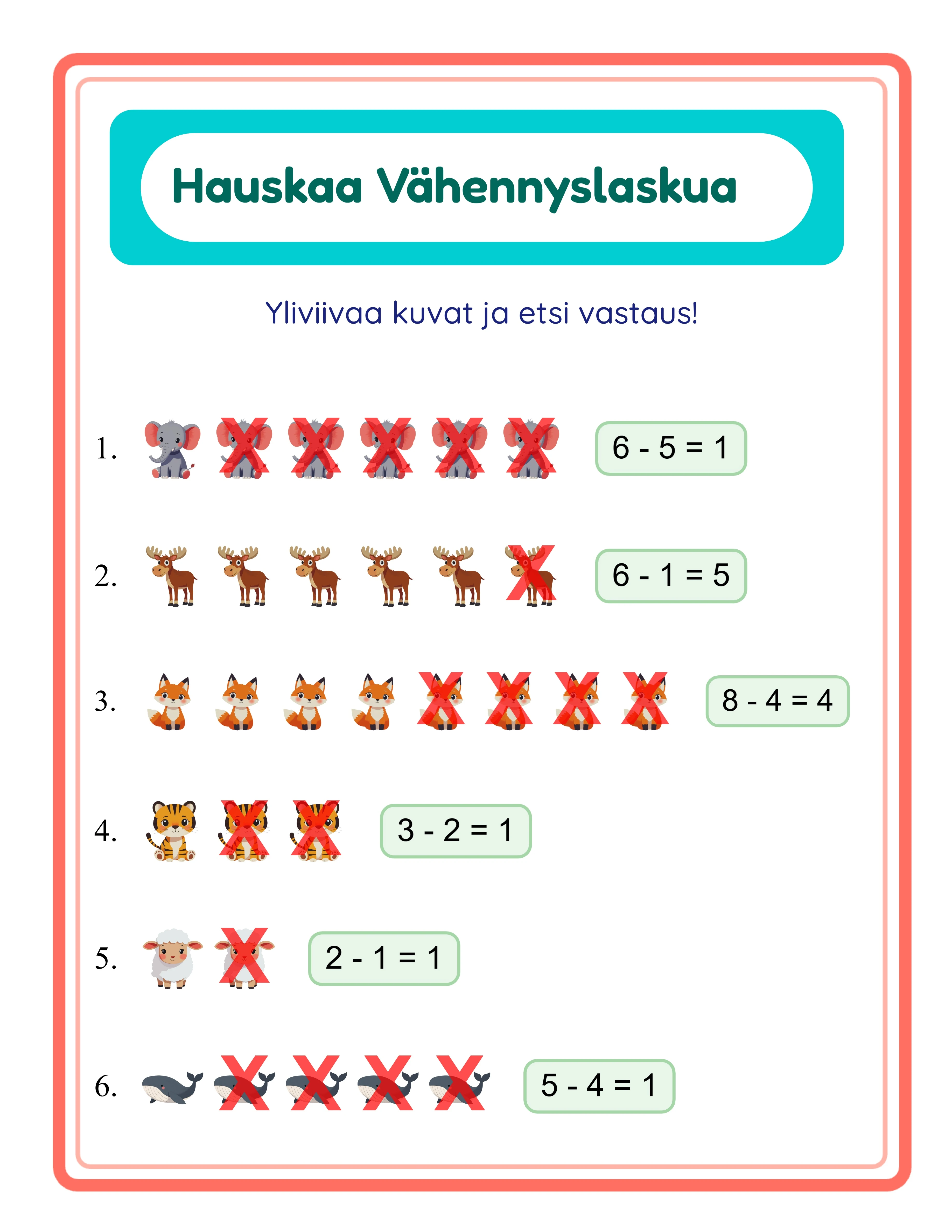 Subtraction printable answer key — solutions included