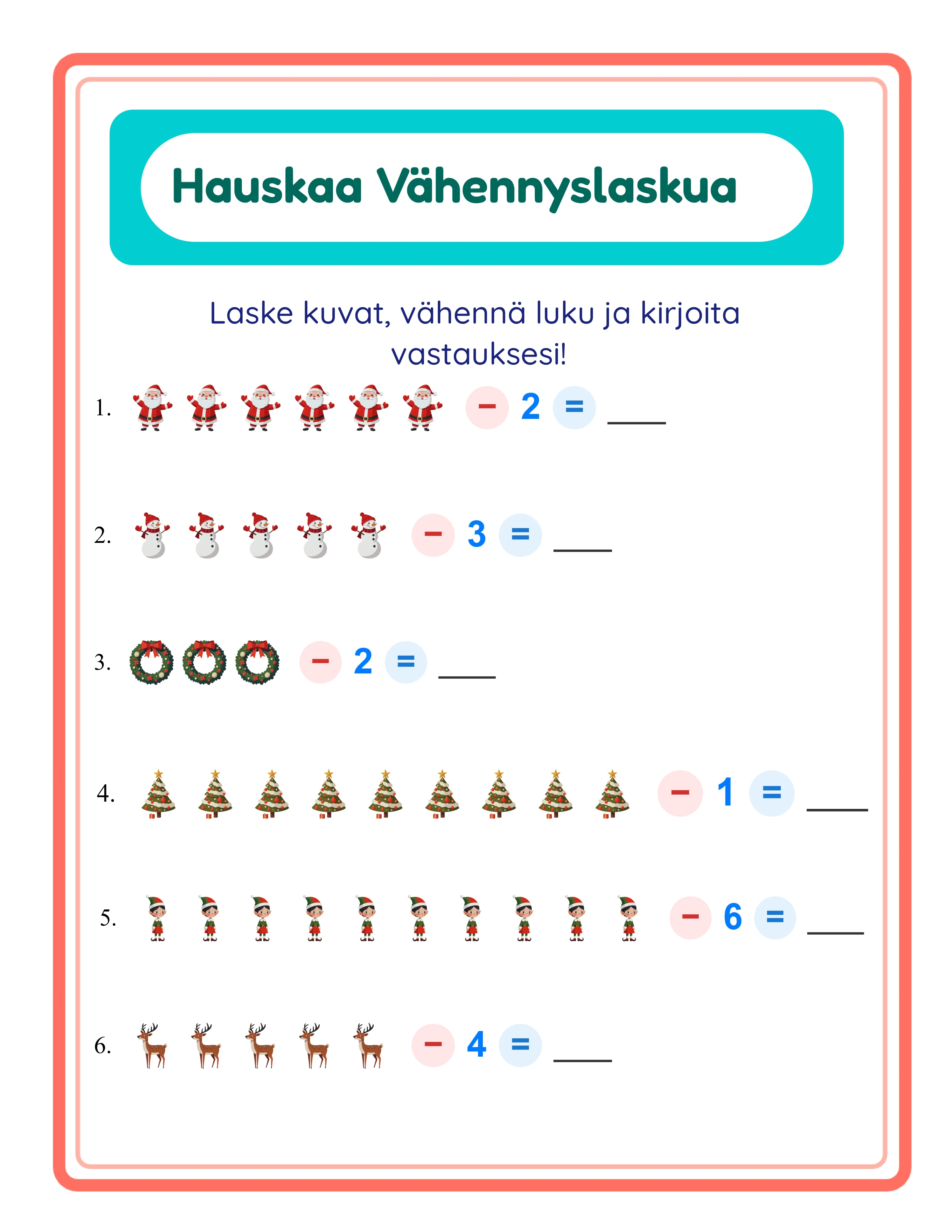 Professional subtraction printable worksheet — themed picture layout