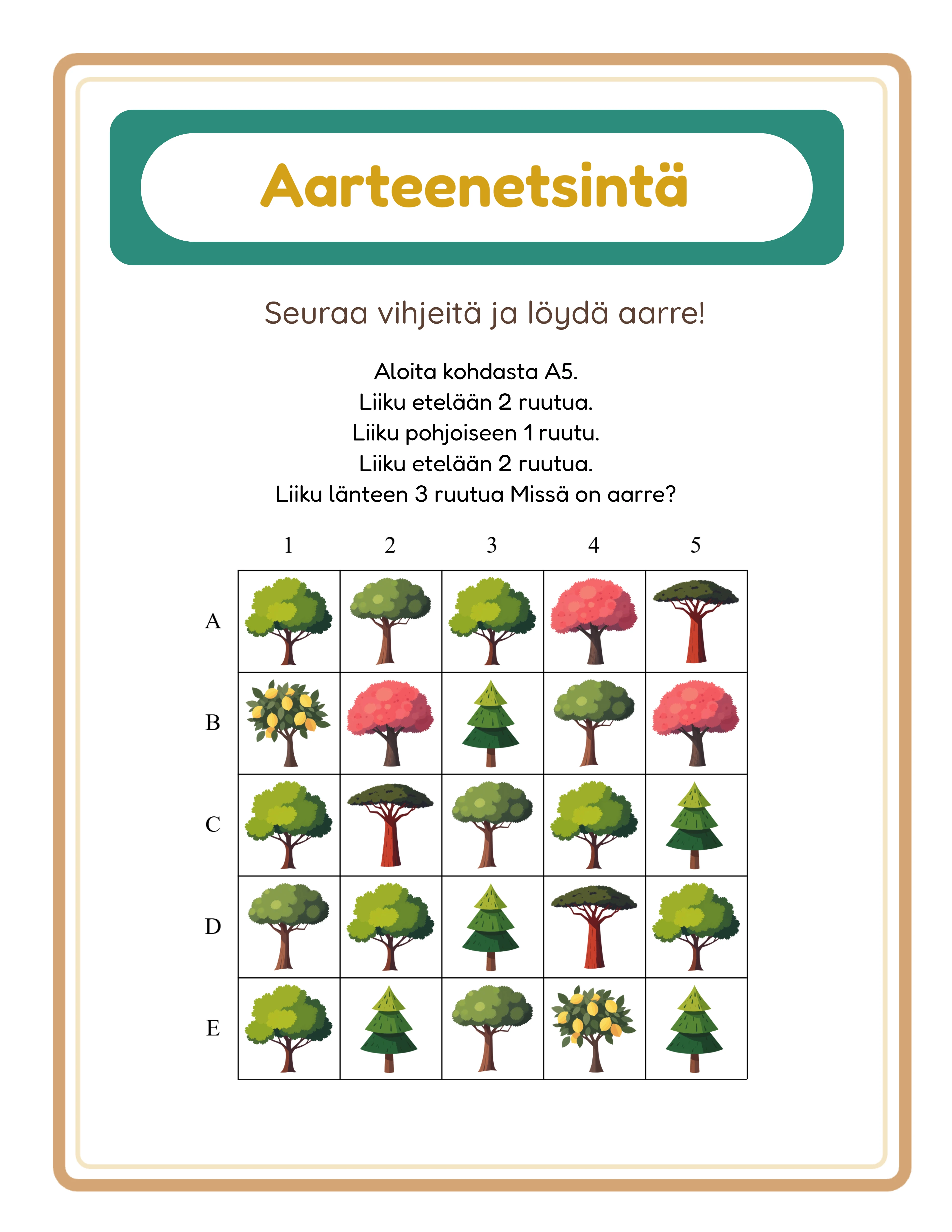 Professional treasure hunt printable worksheet