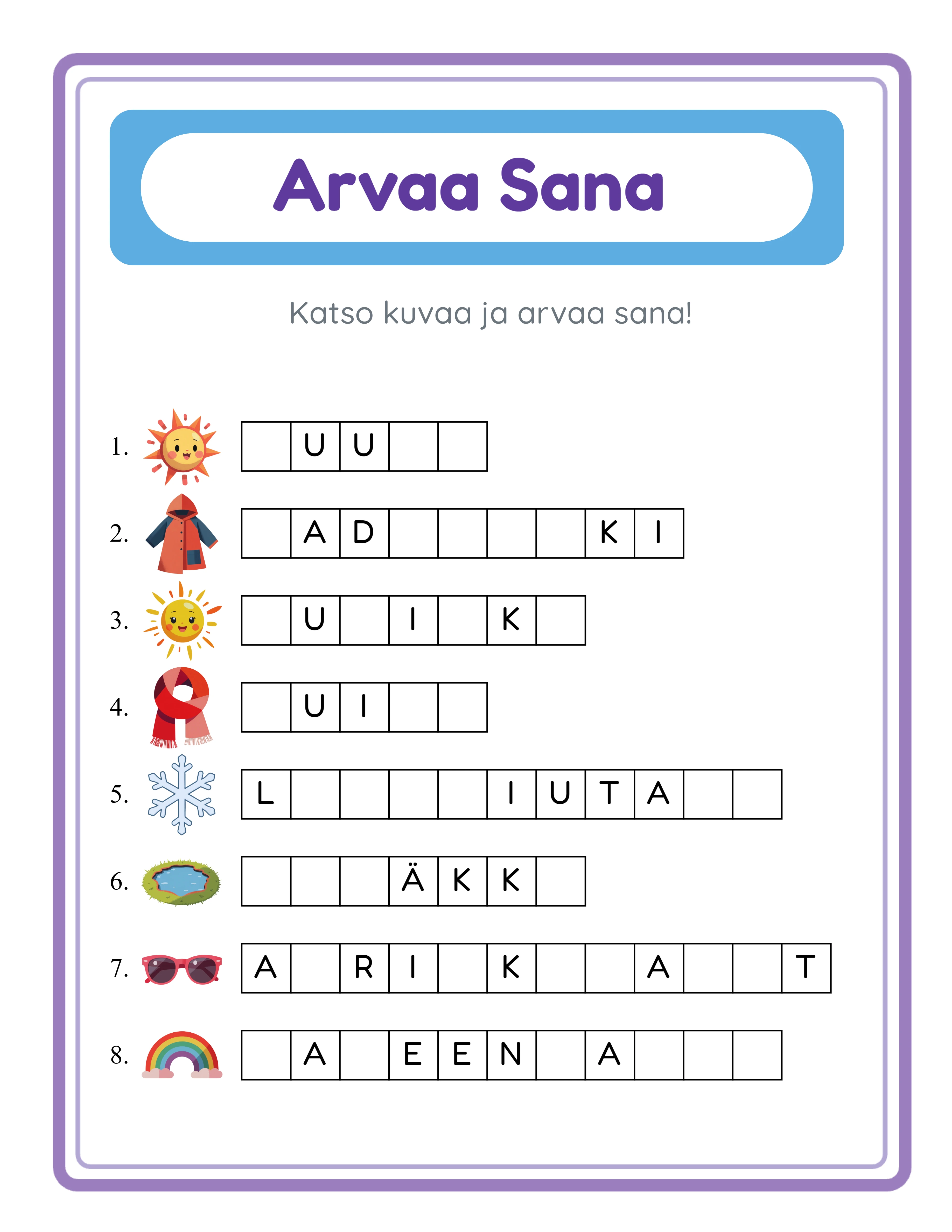 Word guess — themed variation