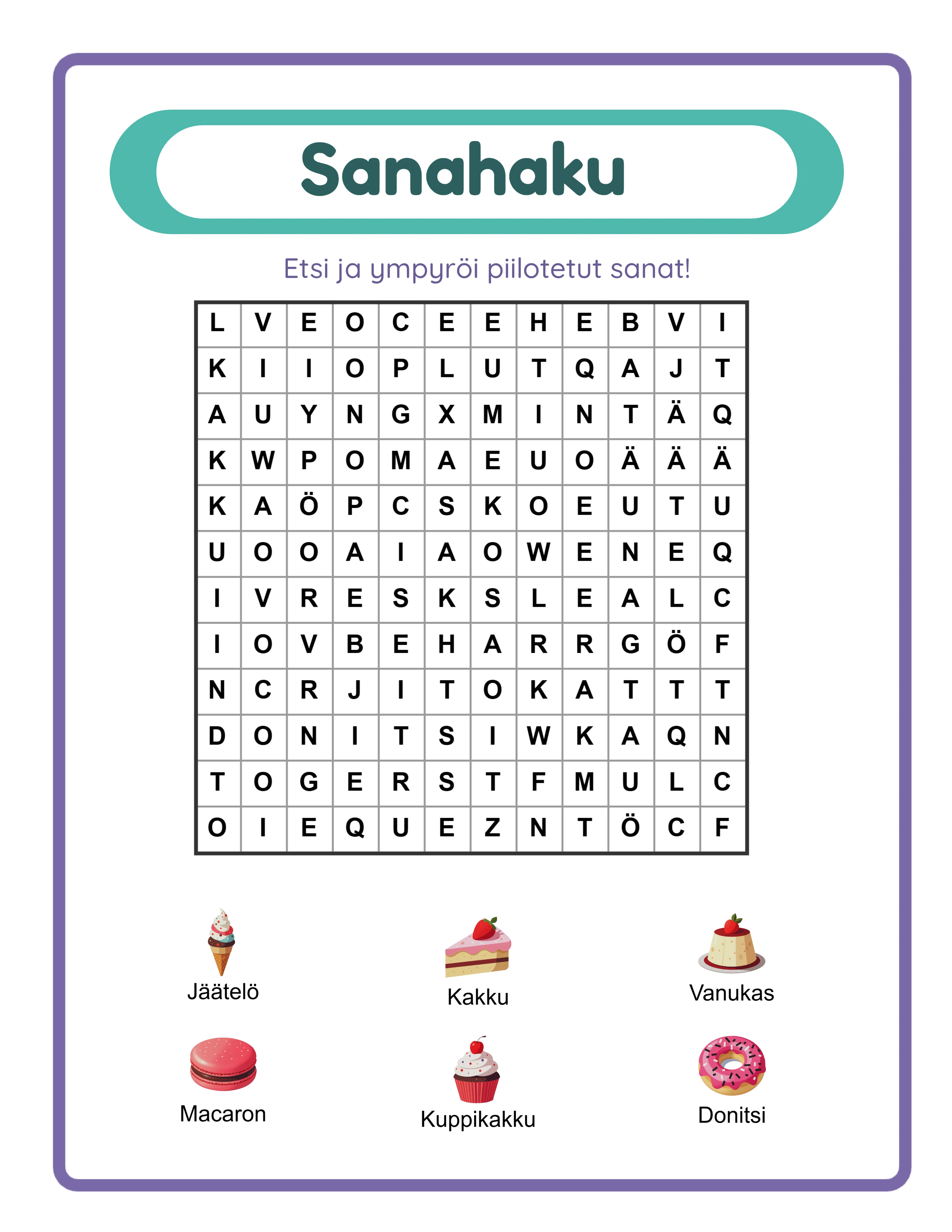 Word search — themed image vocabulary