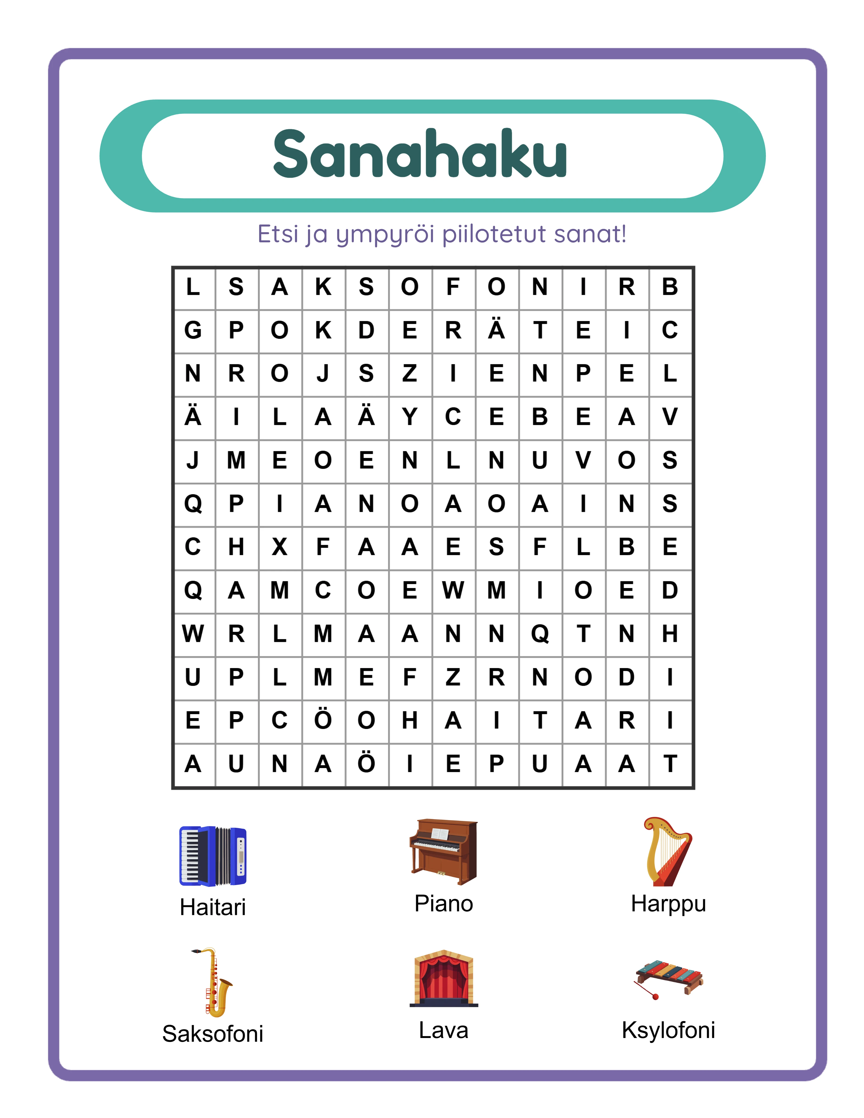 Sanahaku ammattimainen tyolehti