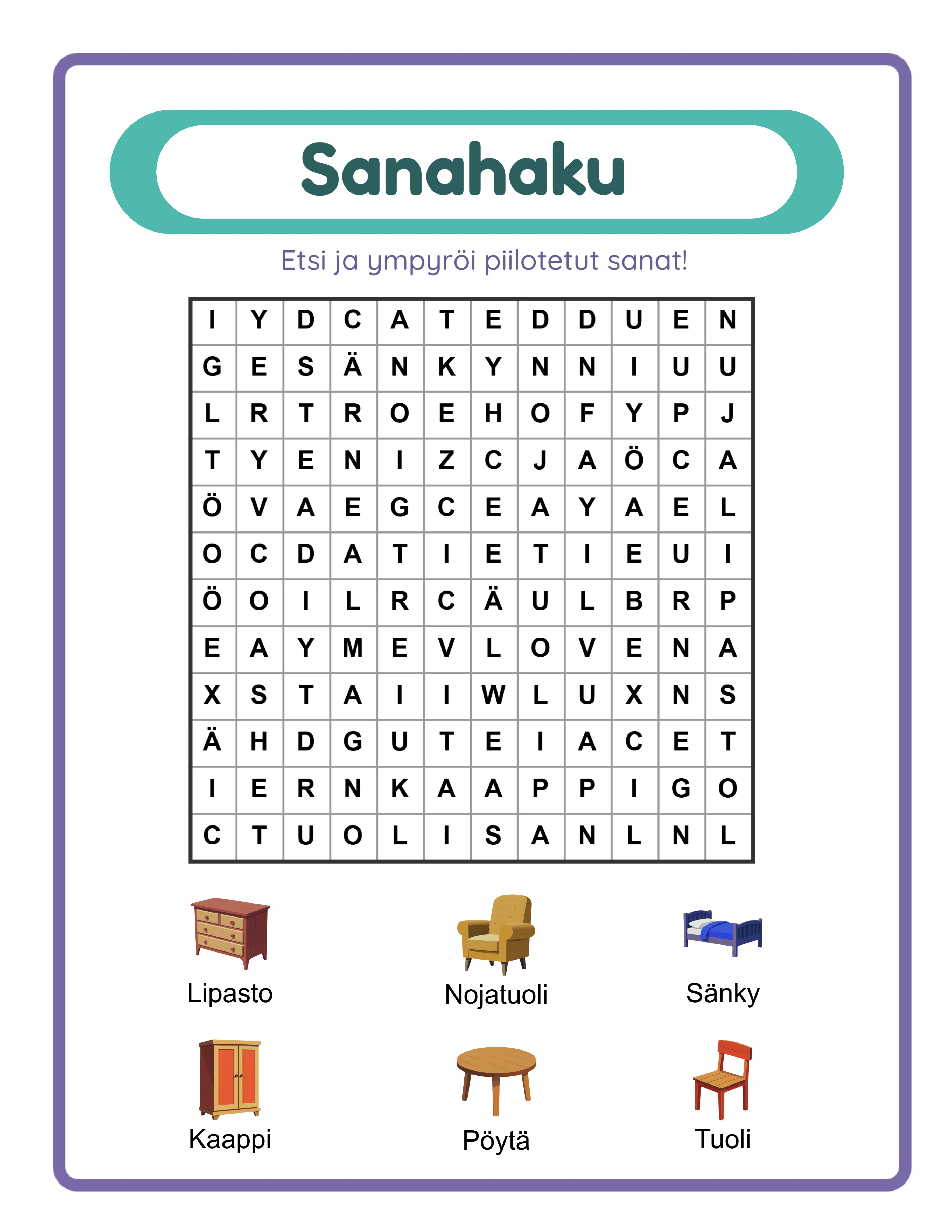 Professional word search printable worksheet