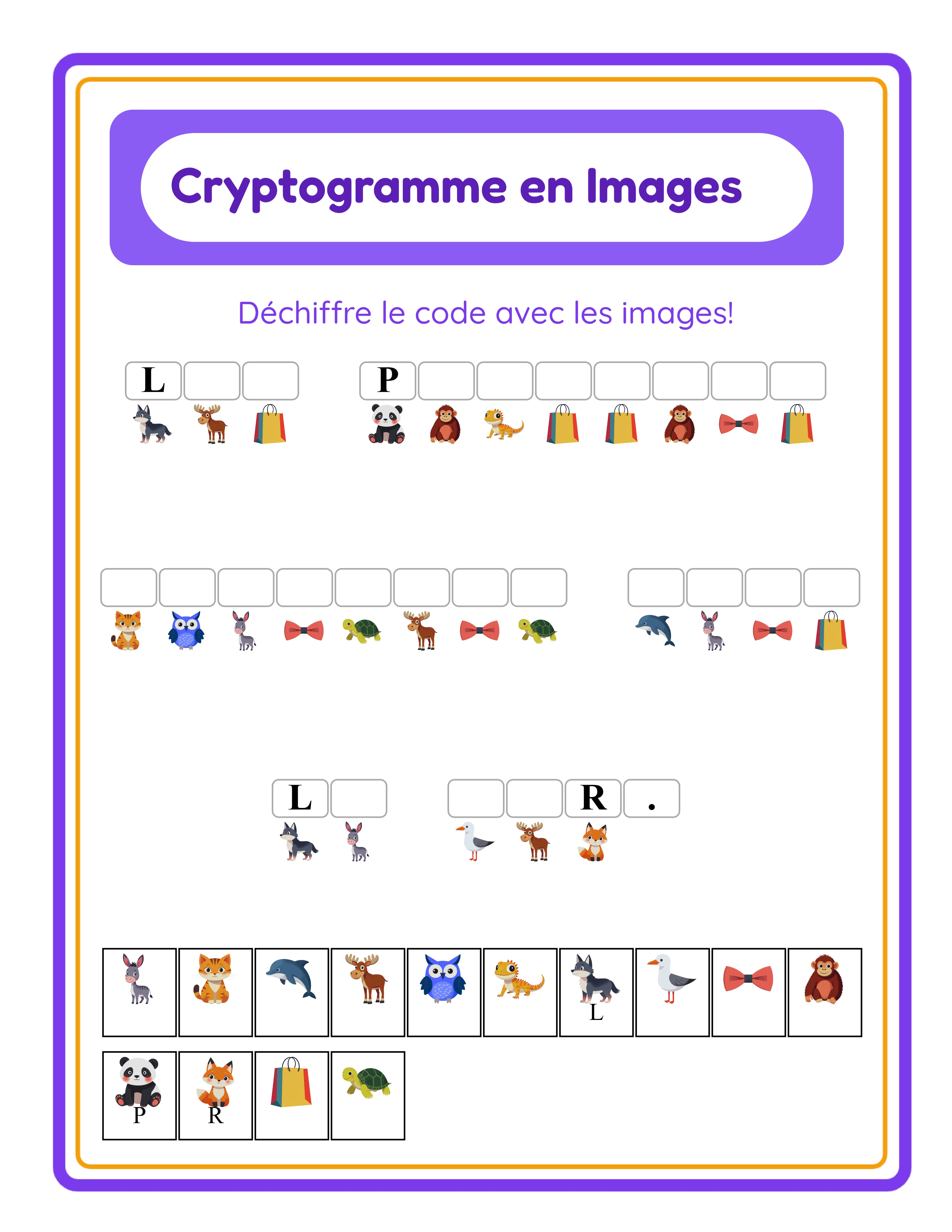 Fiche de cryptogramme professionnelle