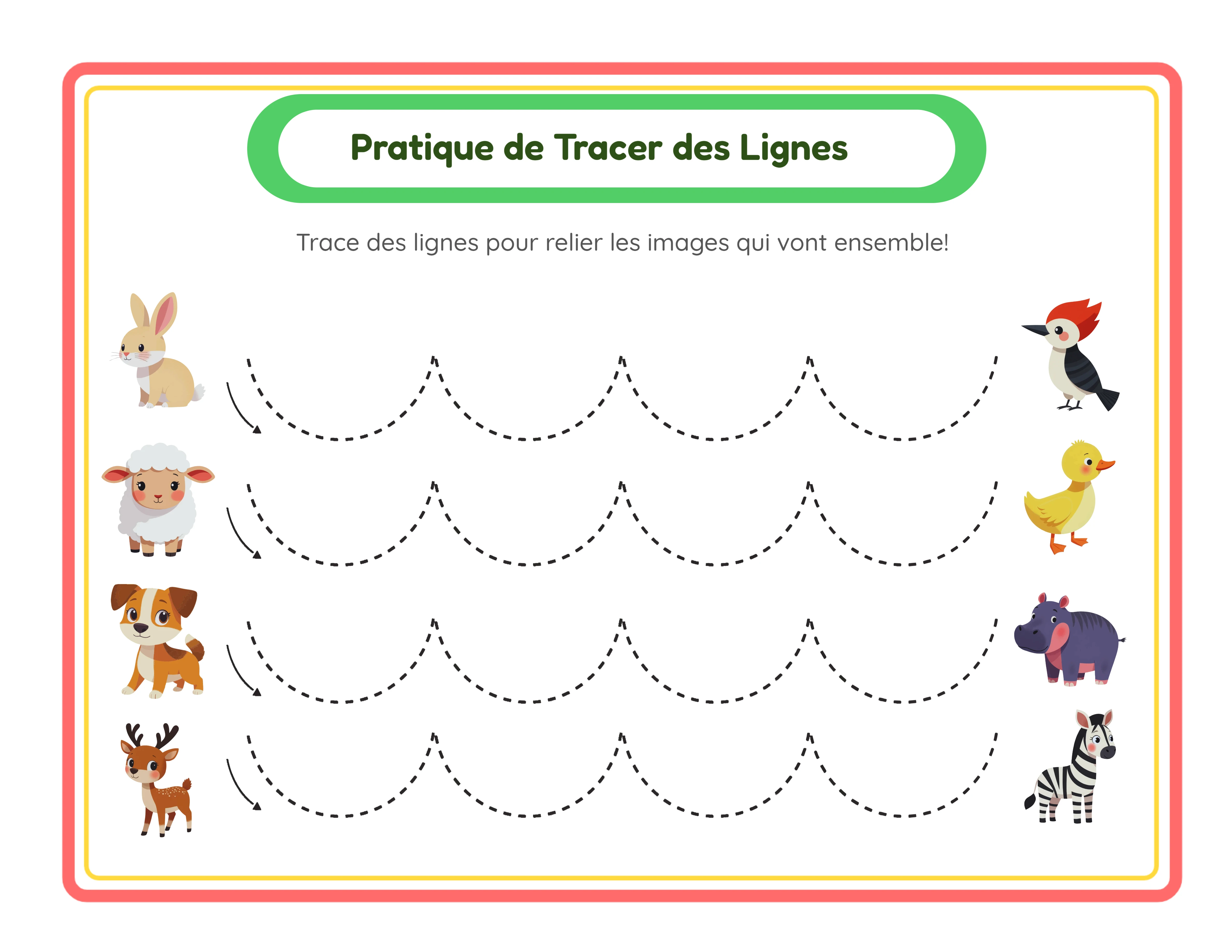 Fiche de tracé de lignes avec objets appariés et chemins courbes