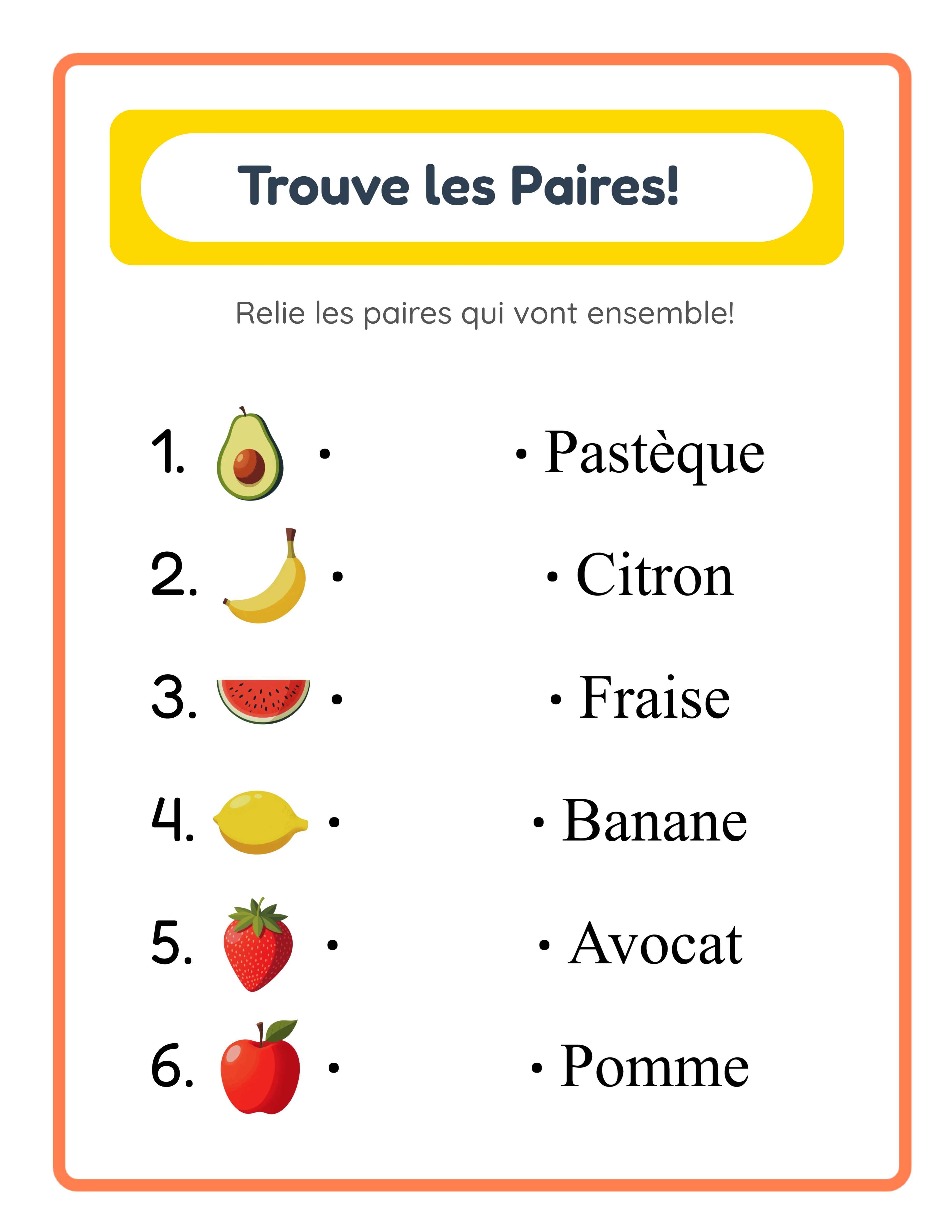 Exercices d'association d'images — Fiche exemple 2