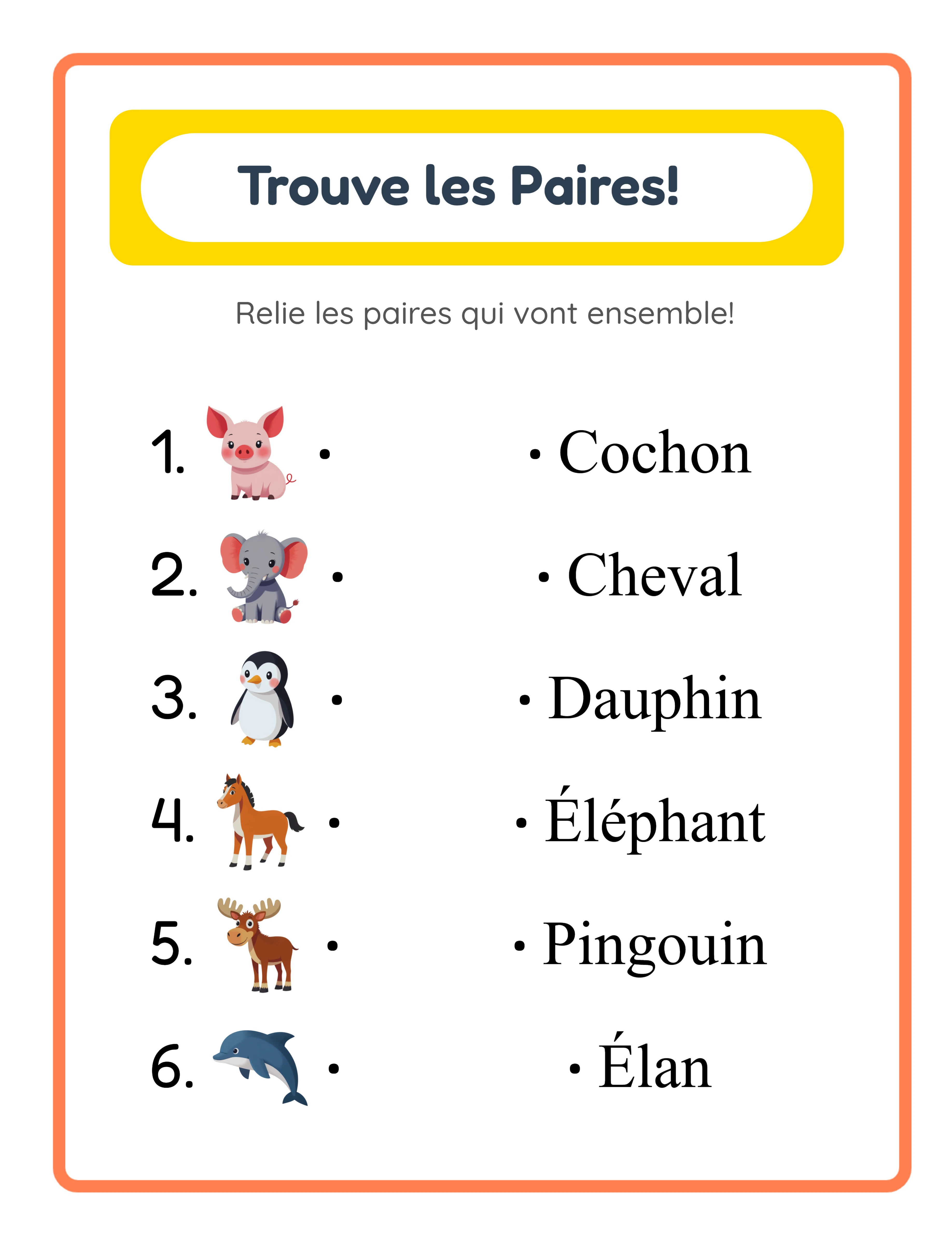 Exercices d'association d'images — Fiche exemple 3