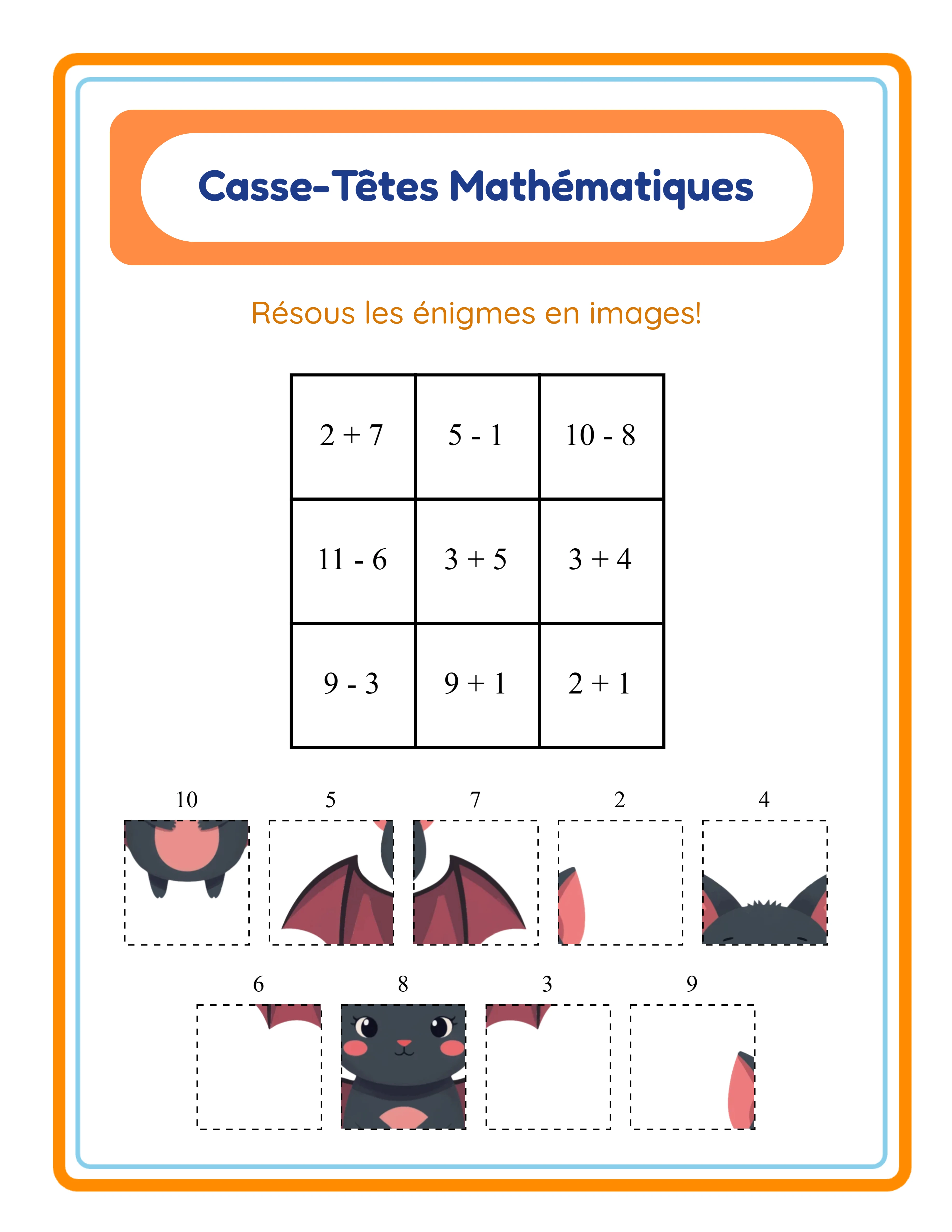 Fiche puzzle maths — révélation d'image thématique
