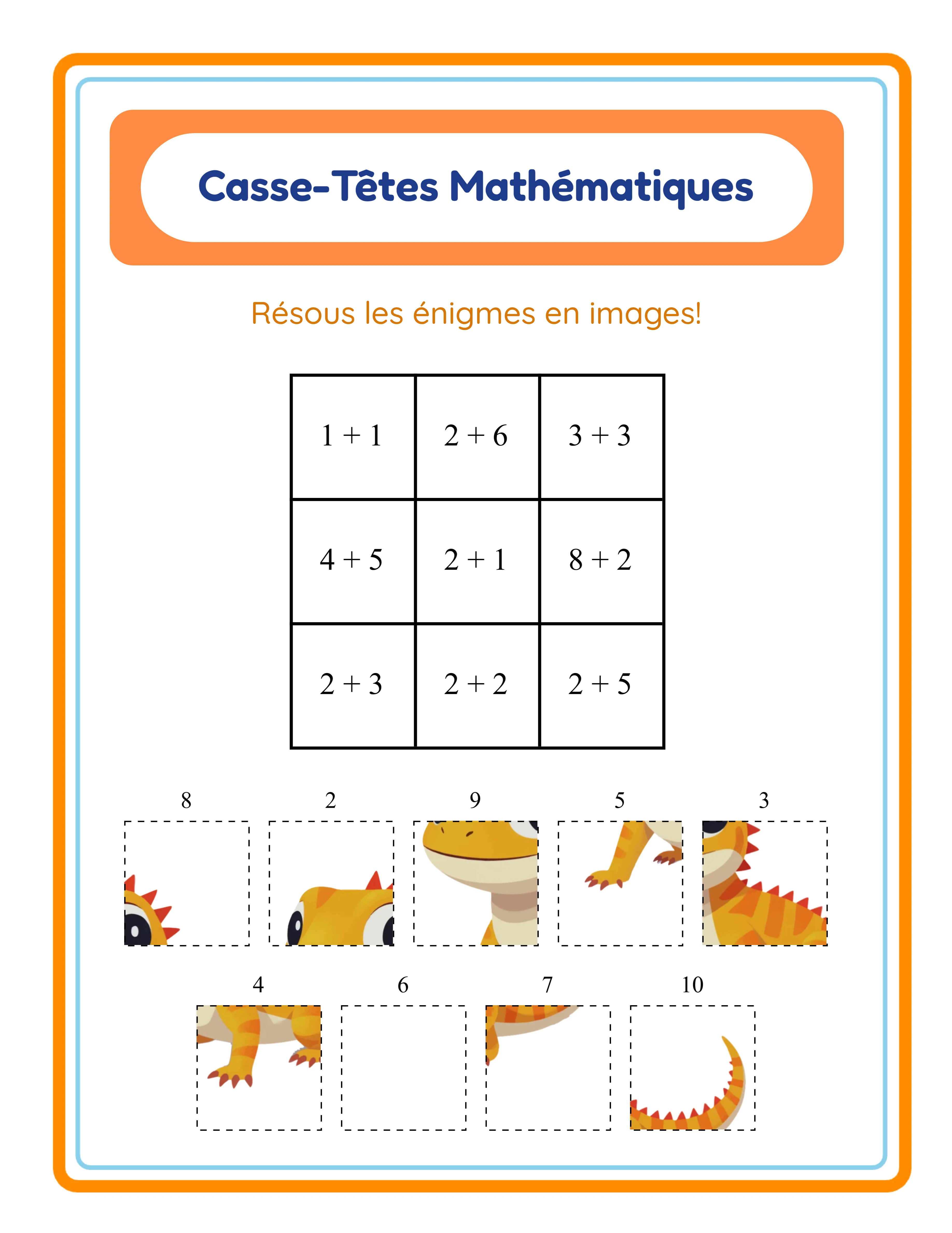 Puzzles d'images par le calcul — Fiche exemple 1