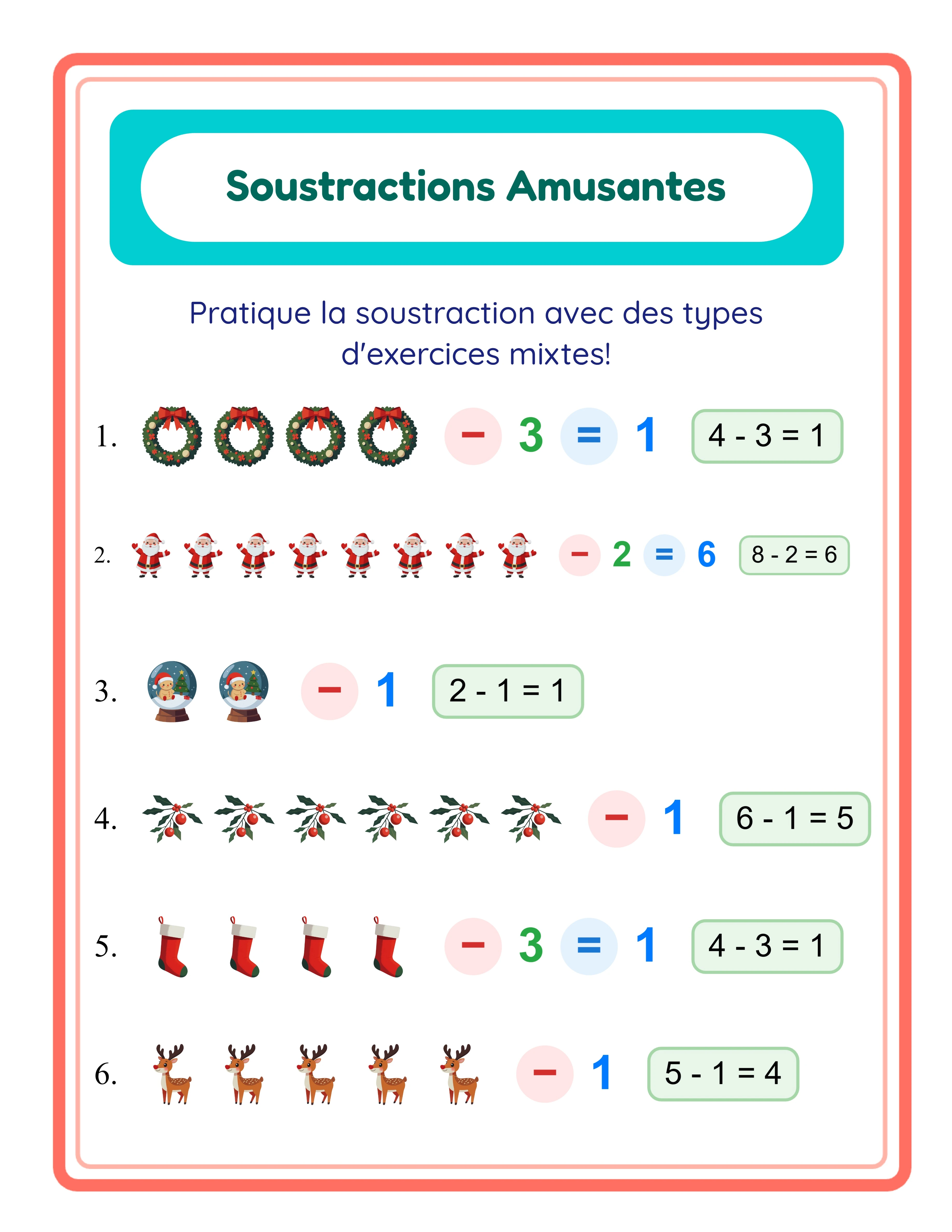 Corrigé de soustraction — solutions incluses