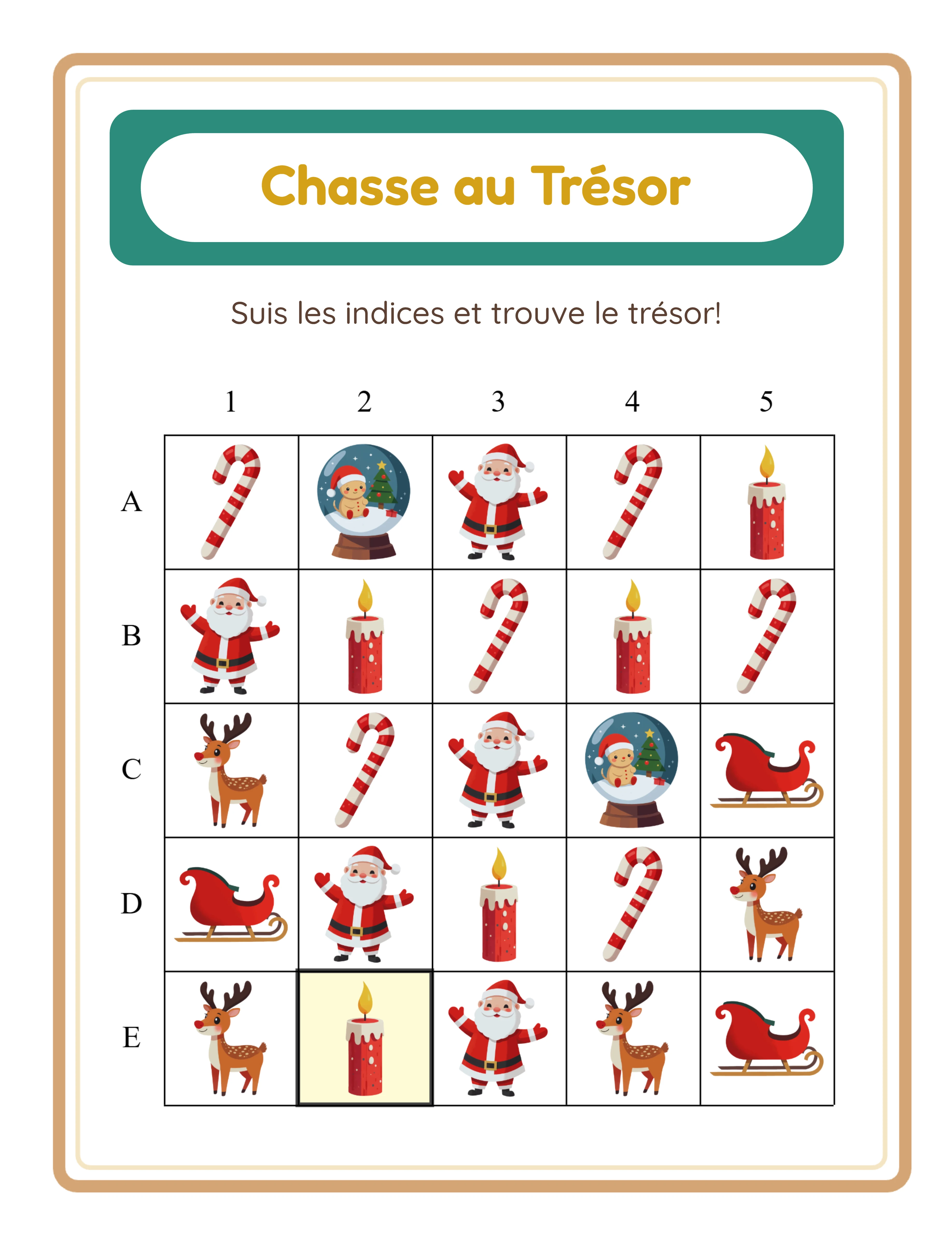 Chasse au trésor avec des cartes — Fiche exemple 2