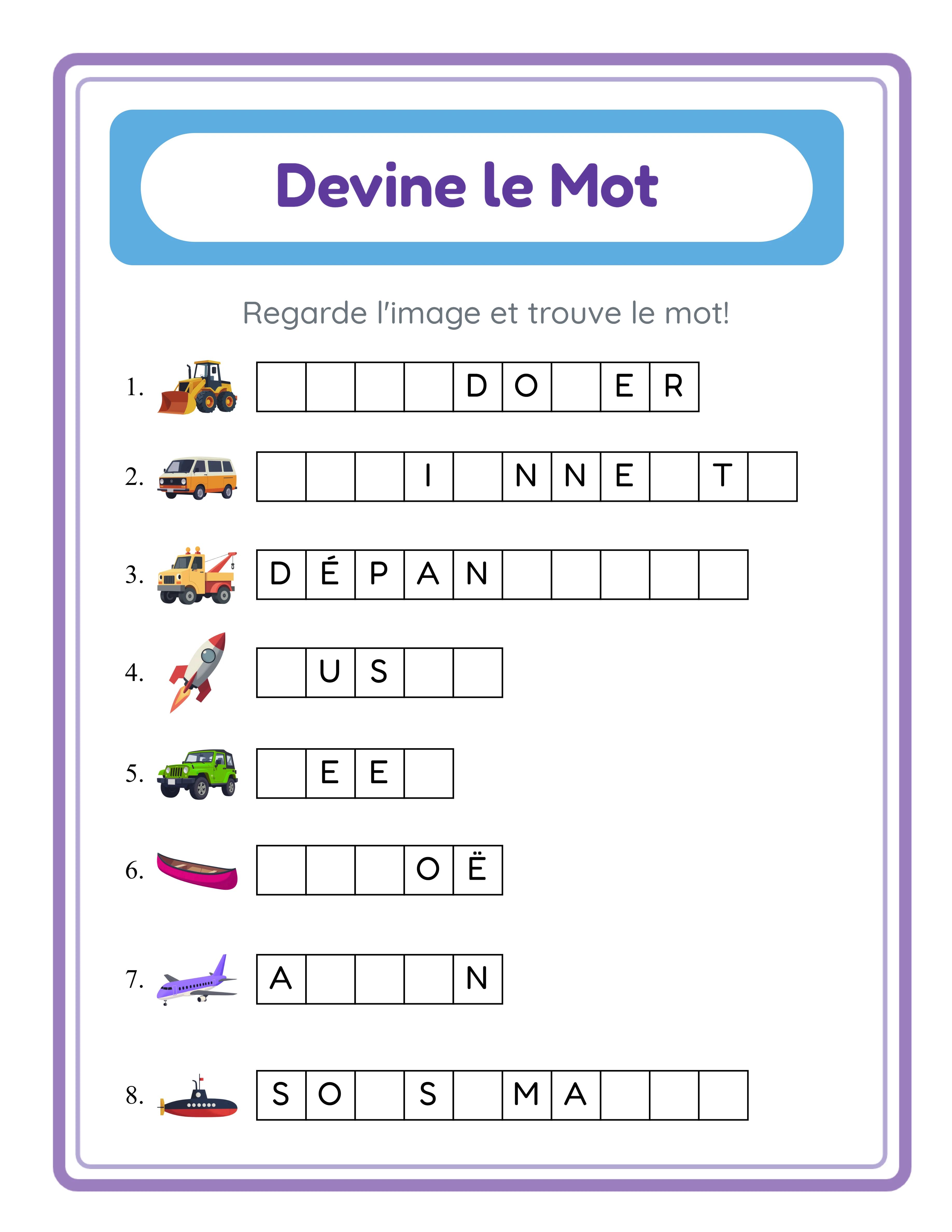 Devinettes de mots avec indices en images — Fiche en vedette