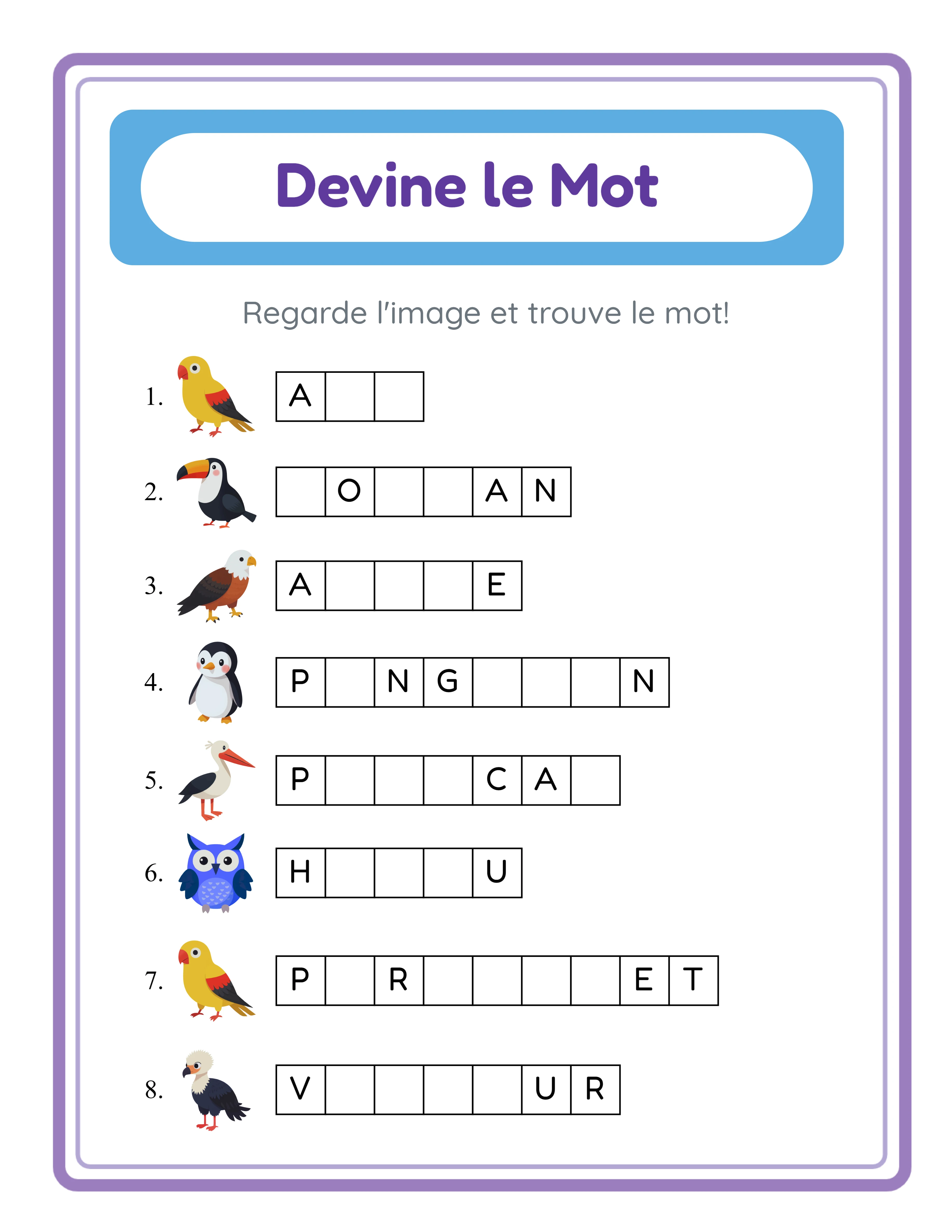 Mot à deviner — défis de mots thématiques