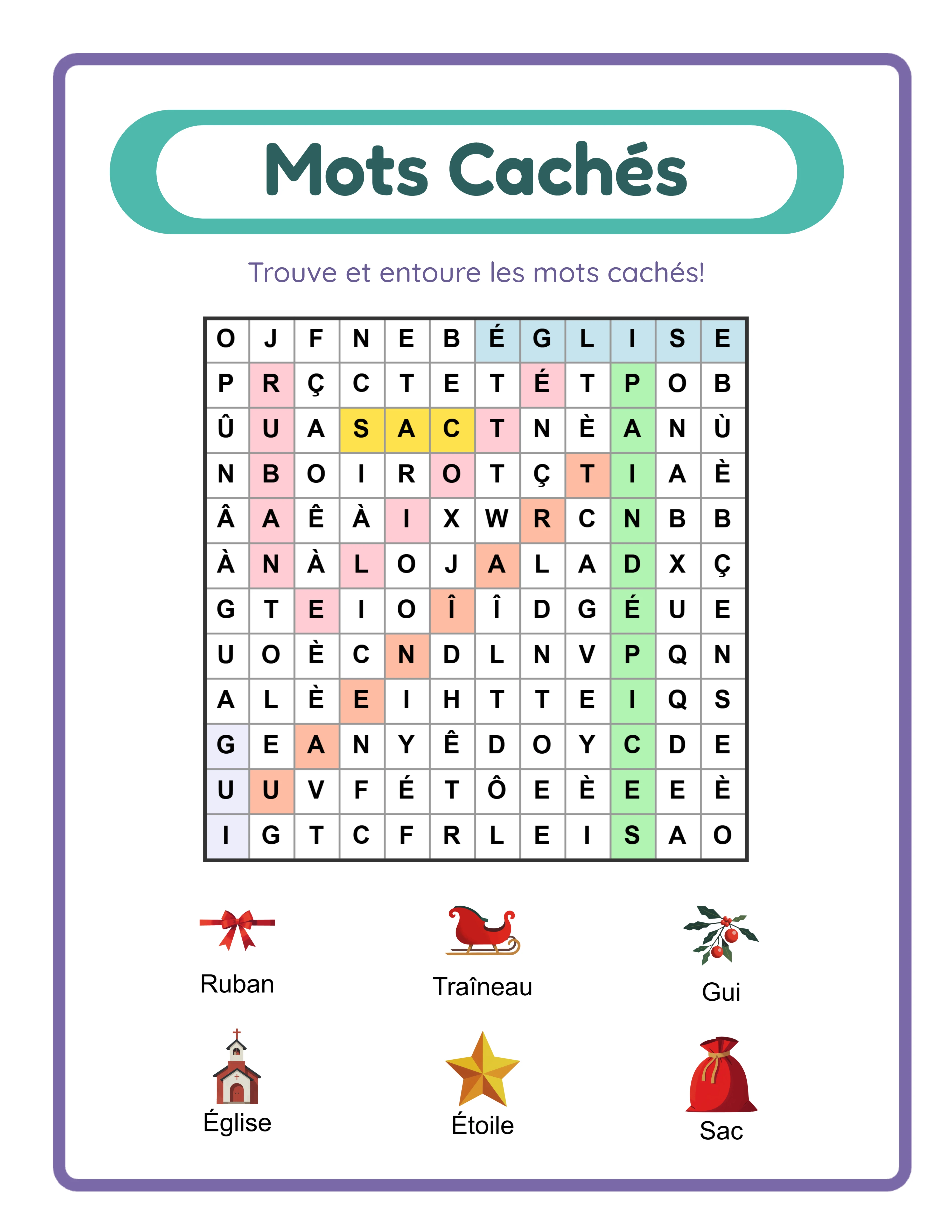 Corrigé des mots cachés