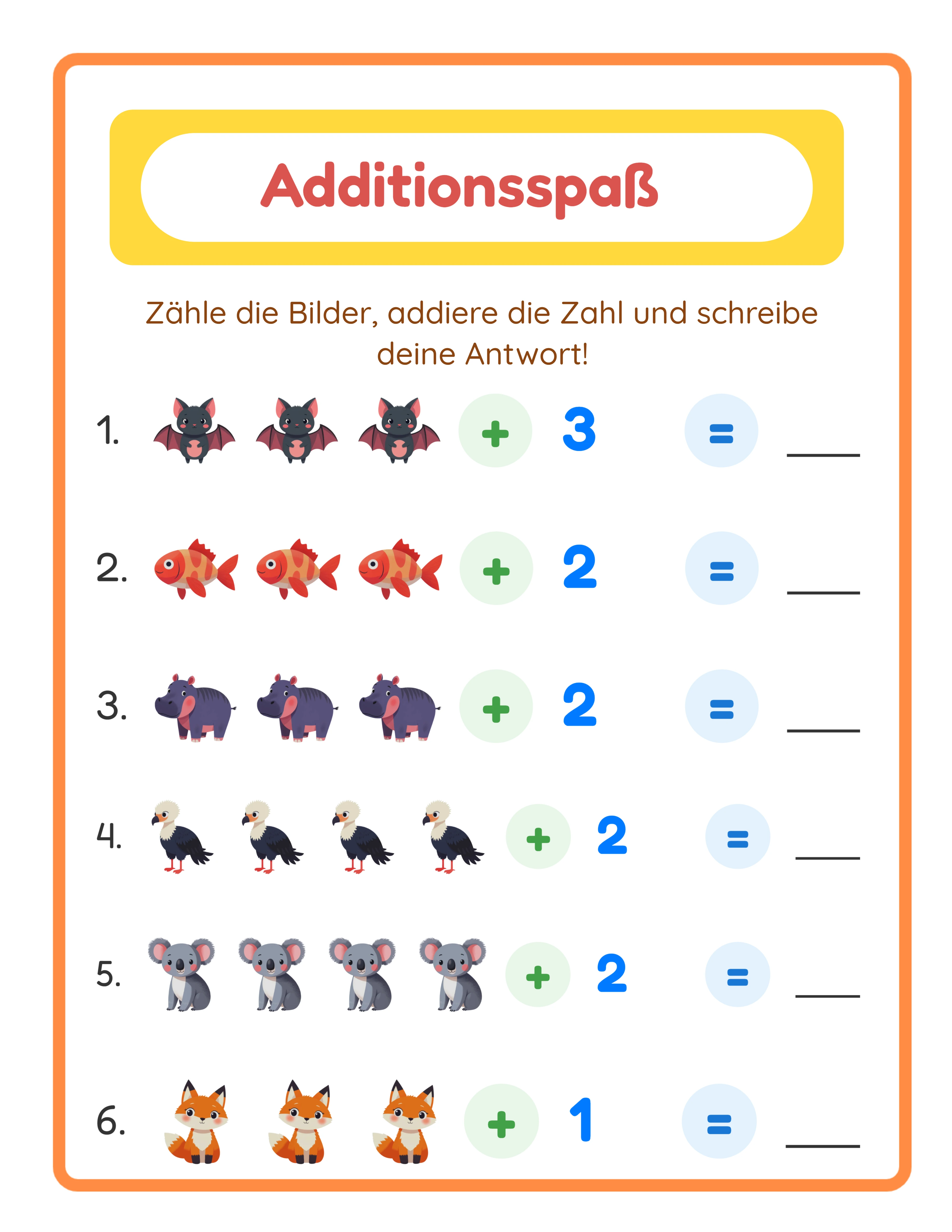 Bildbasierte Additionsübung — Arbeitsblatt Beispiel 2