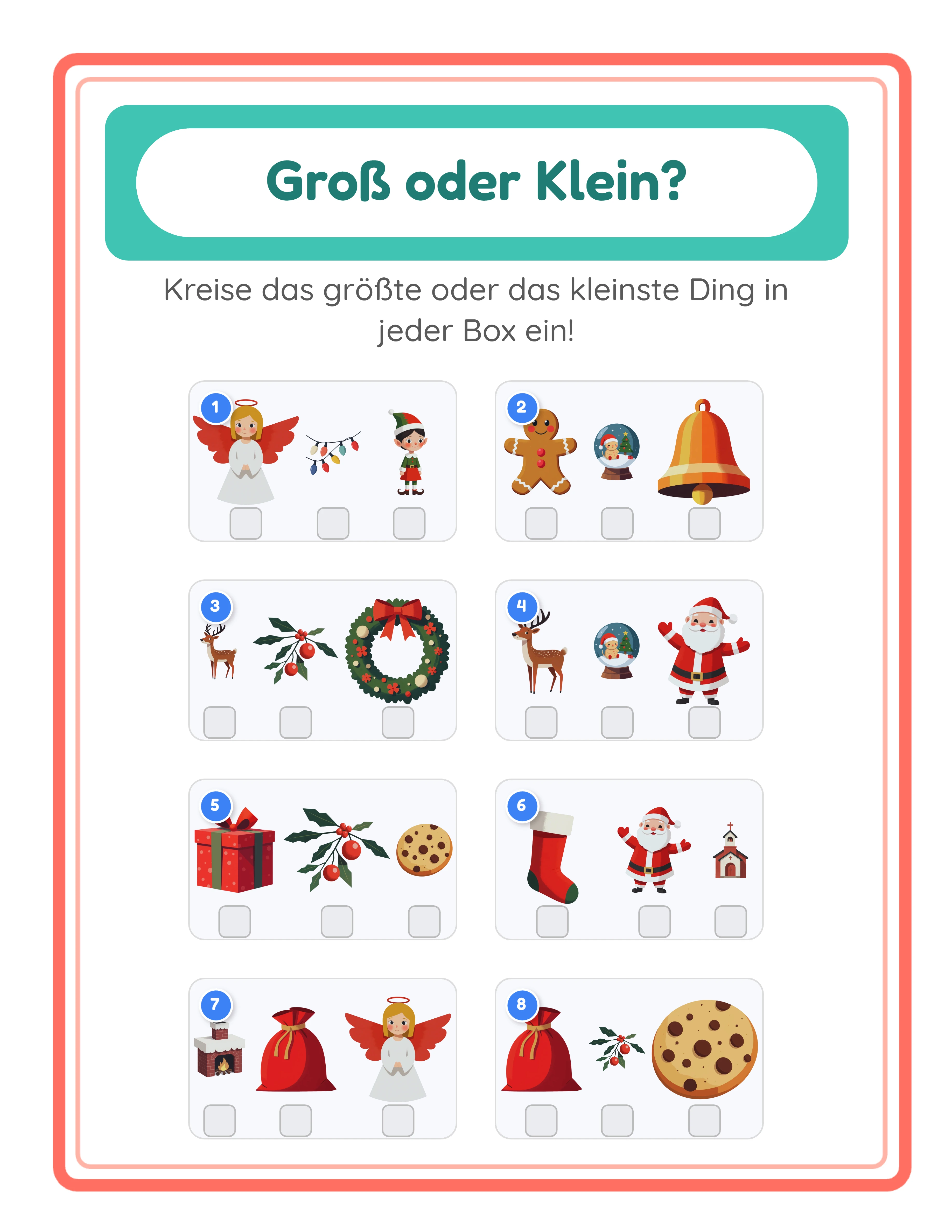 Größenvergleichs professionelles Arbeitsblatt
