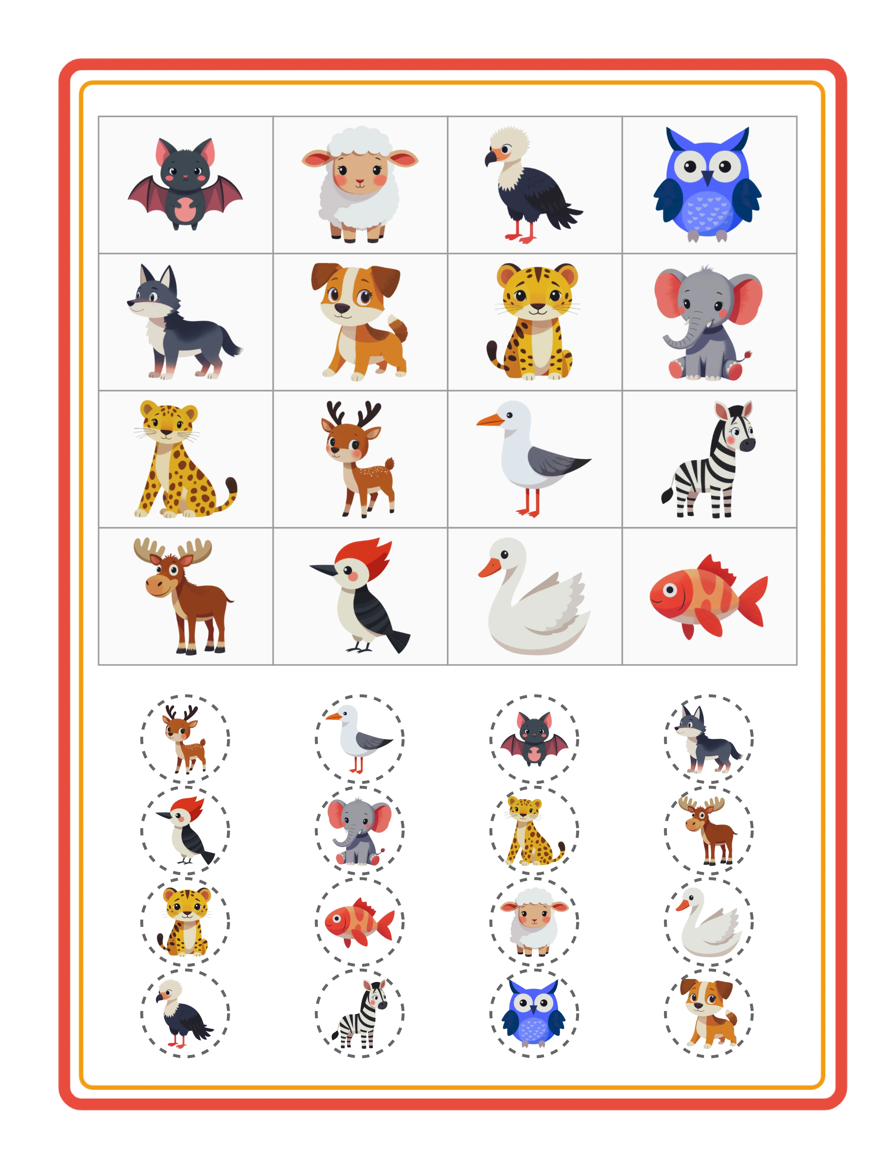 Bilder-Bingo professionelles Arbeitsblatt