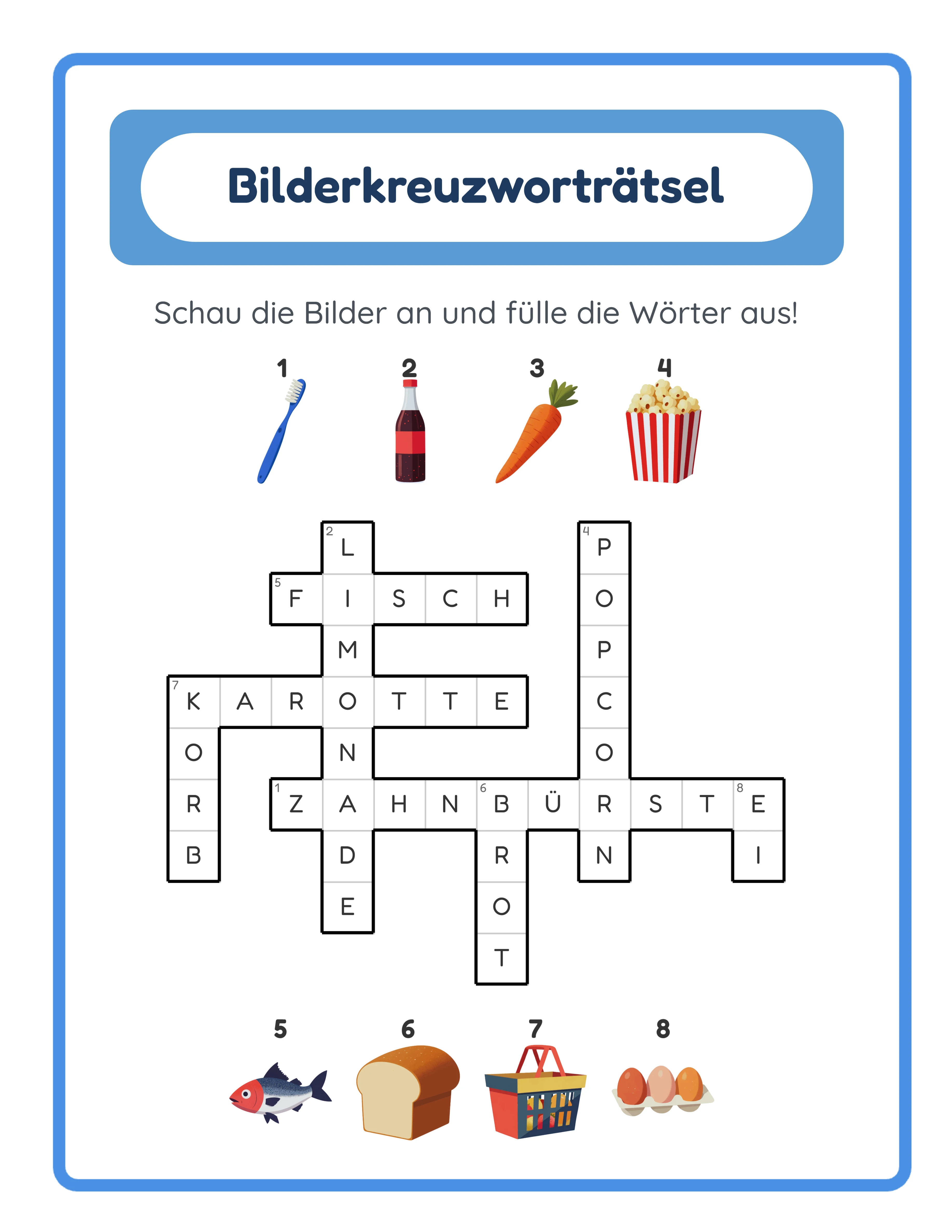 Kreuzworträtsel professionelles Arbeitsblatt