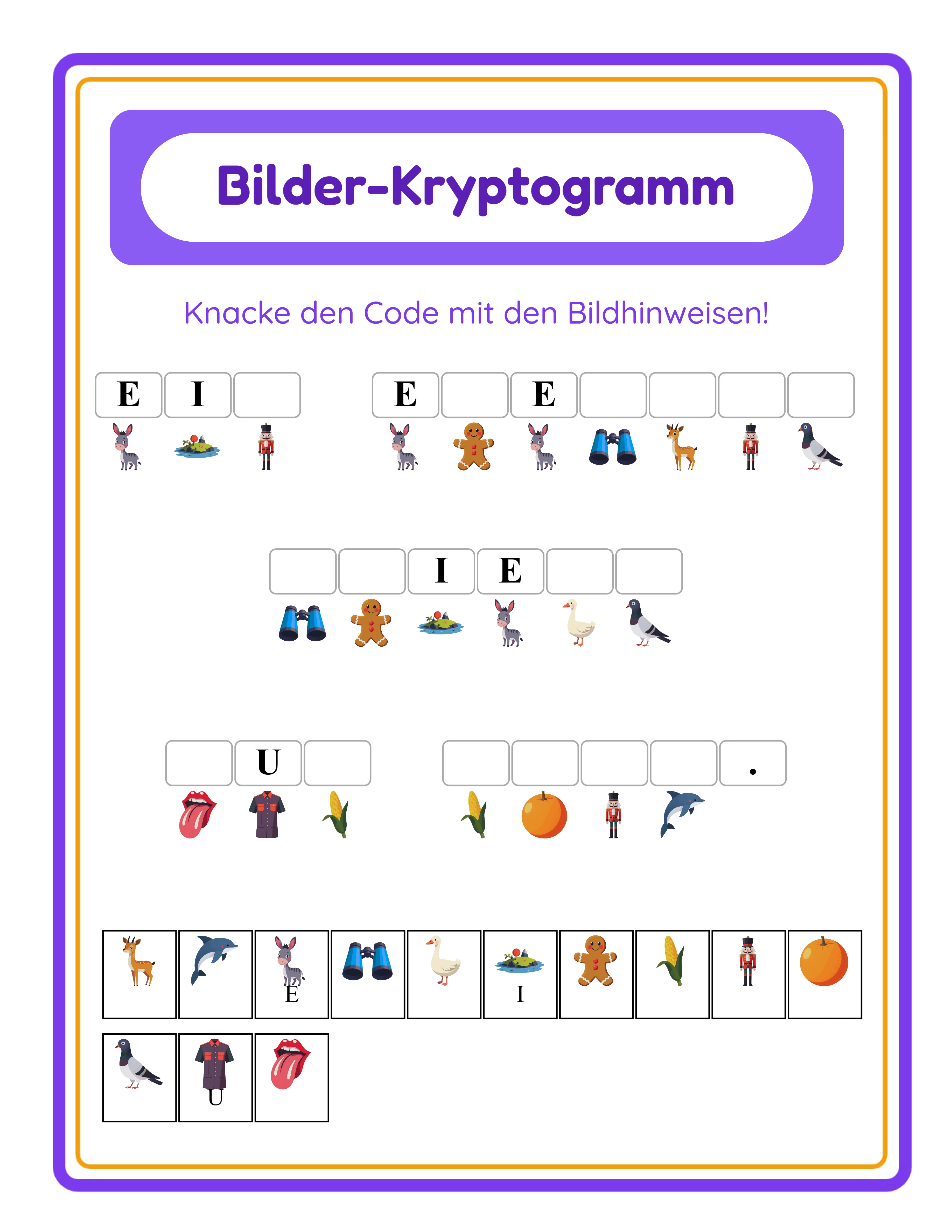 Professionelles Kryptogramm-Arbeitsblatt