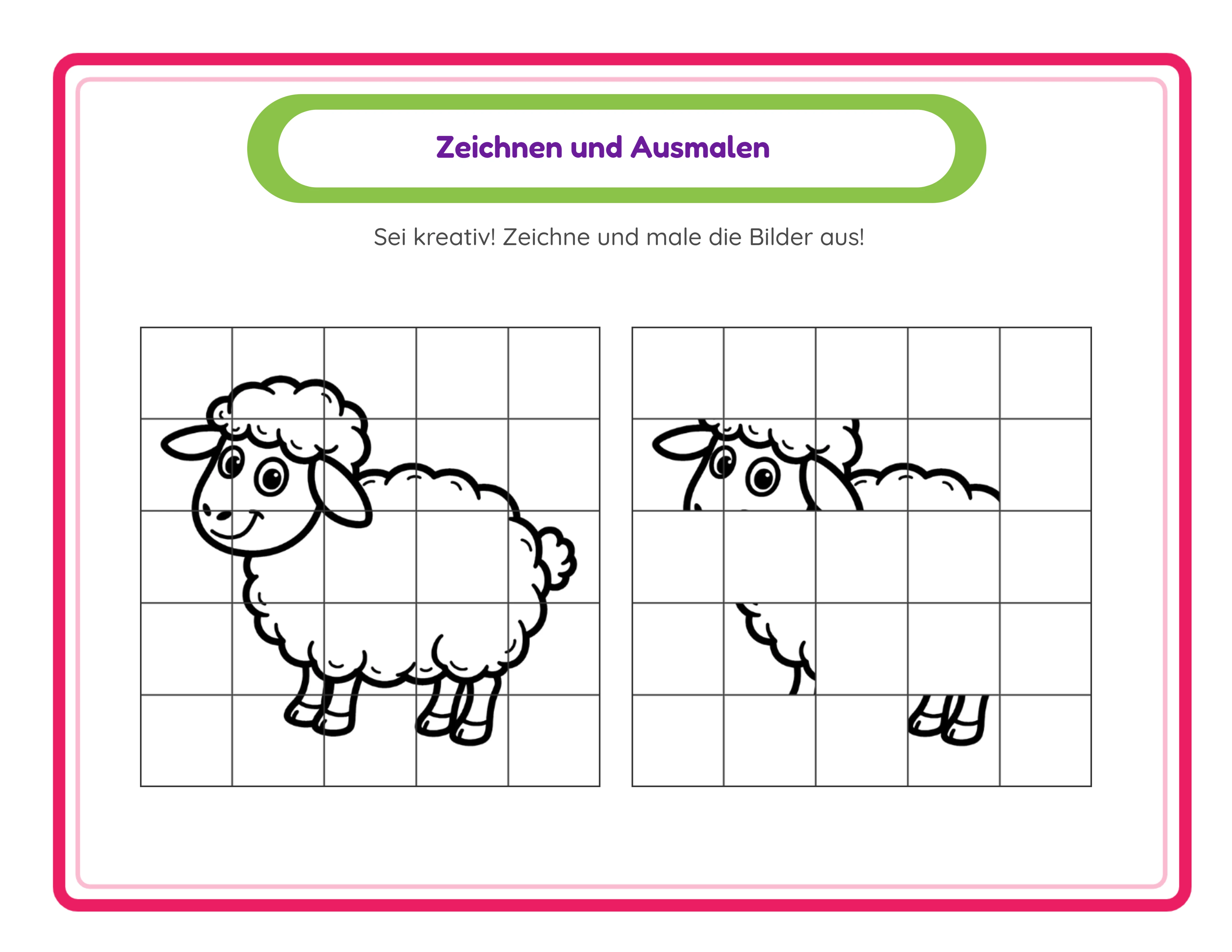 Rasterzeichnen Schritt für Schritt — Arbeitsblatt Beispiel 3