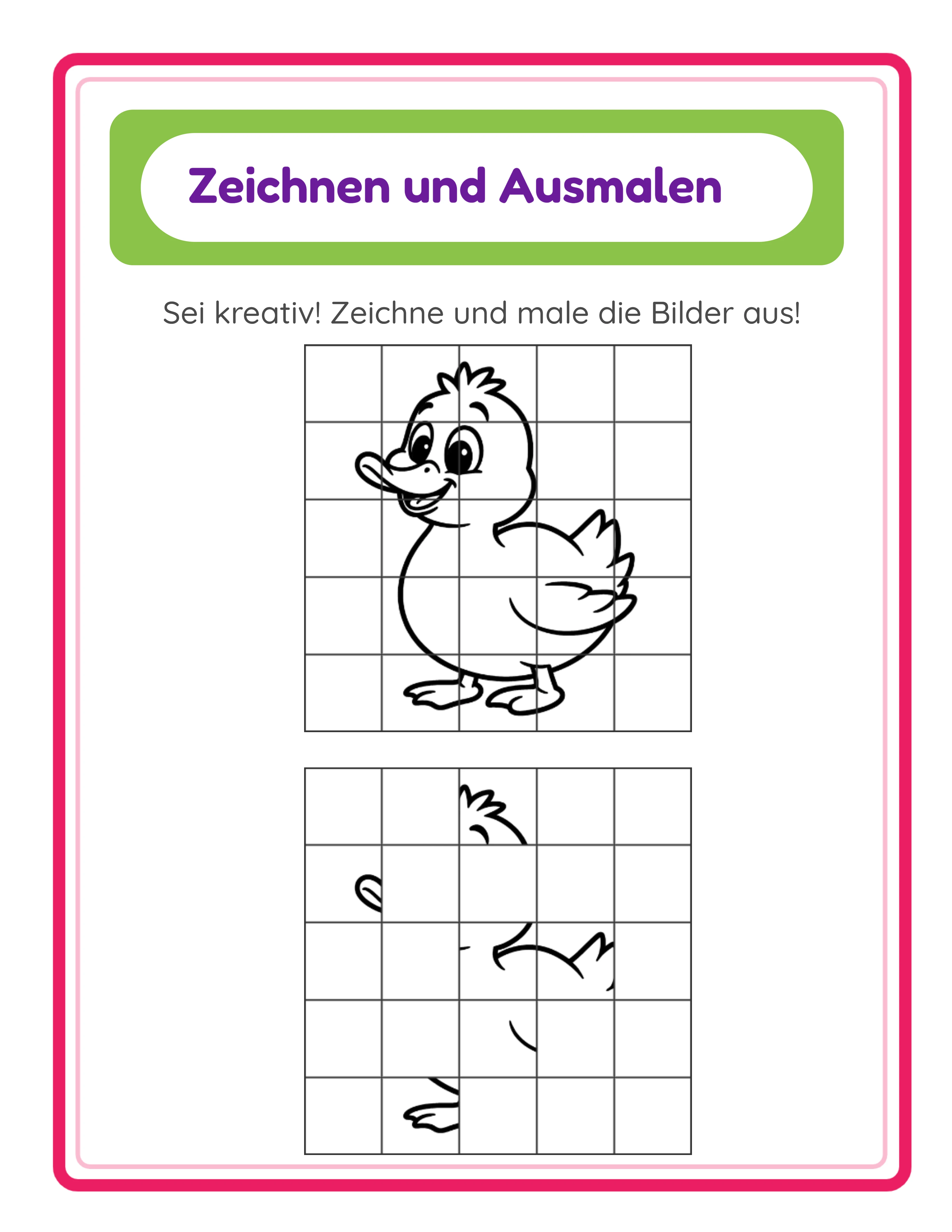 Bauernhoftier-Zeichenaktivitäten für kreative Druckvorlagen-Linien