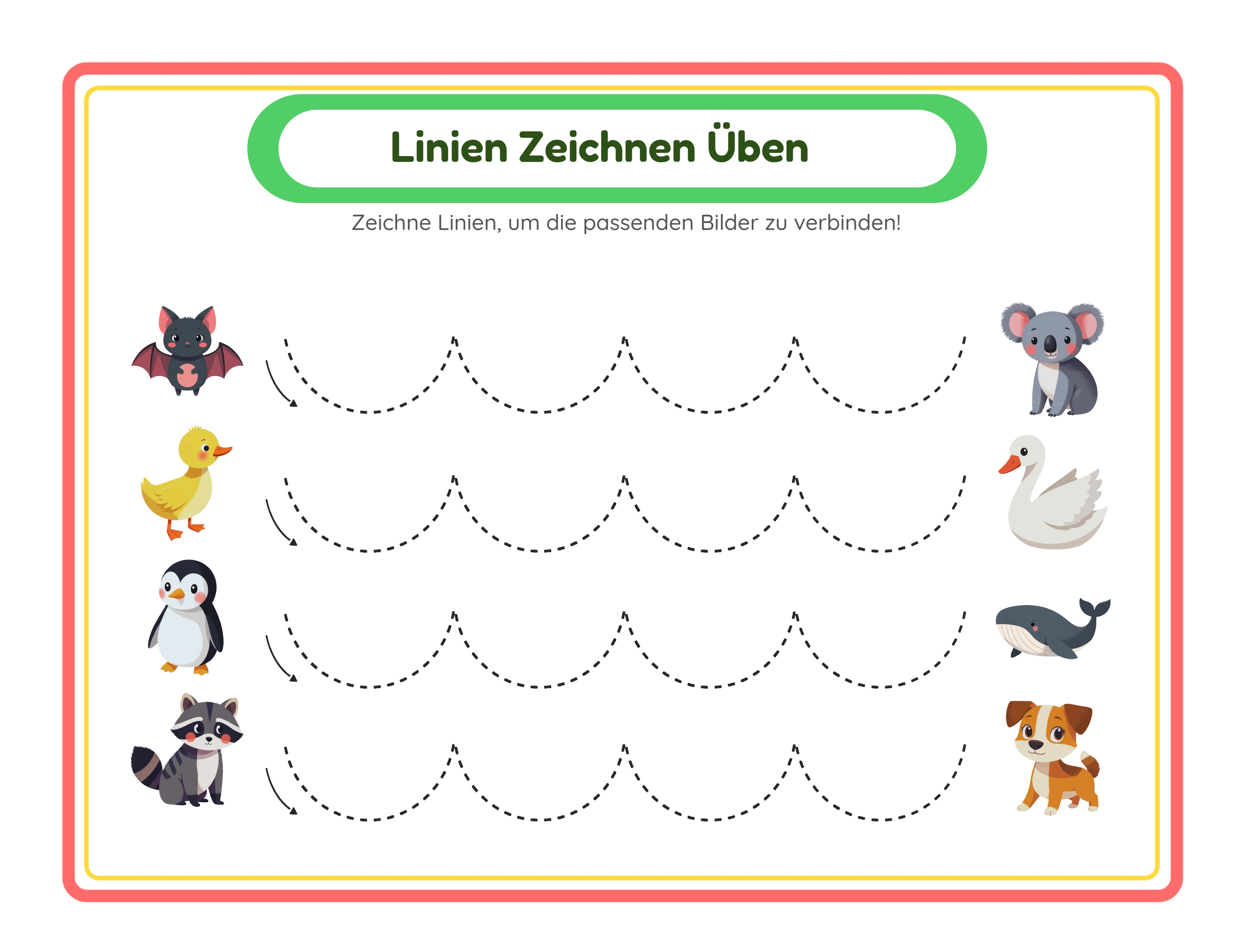 Linien Anfänger-Arbeitsblatt