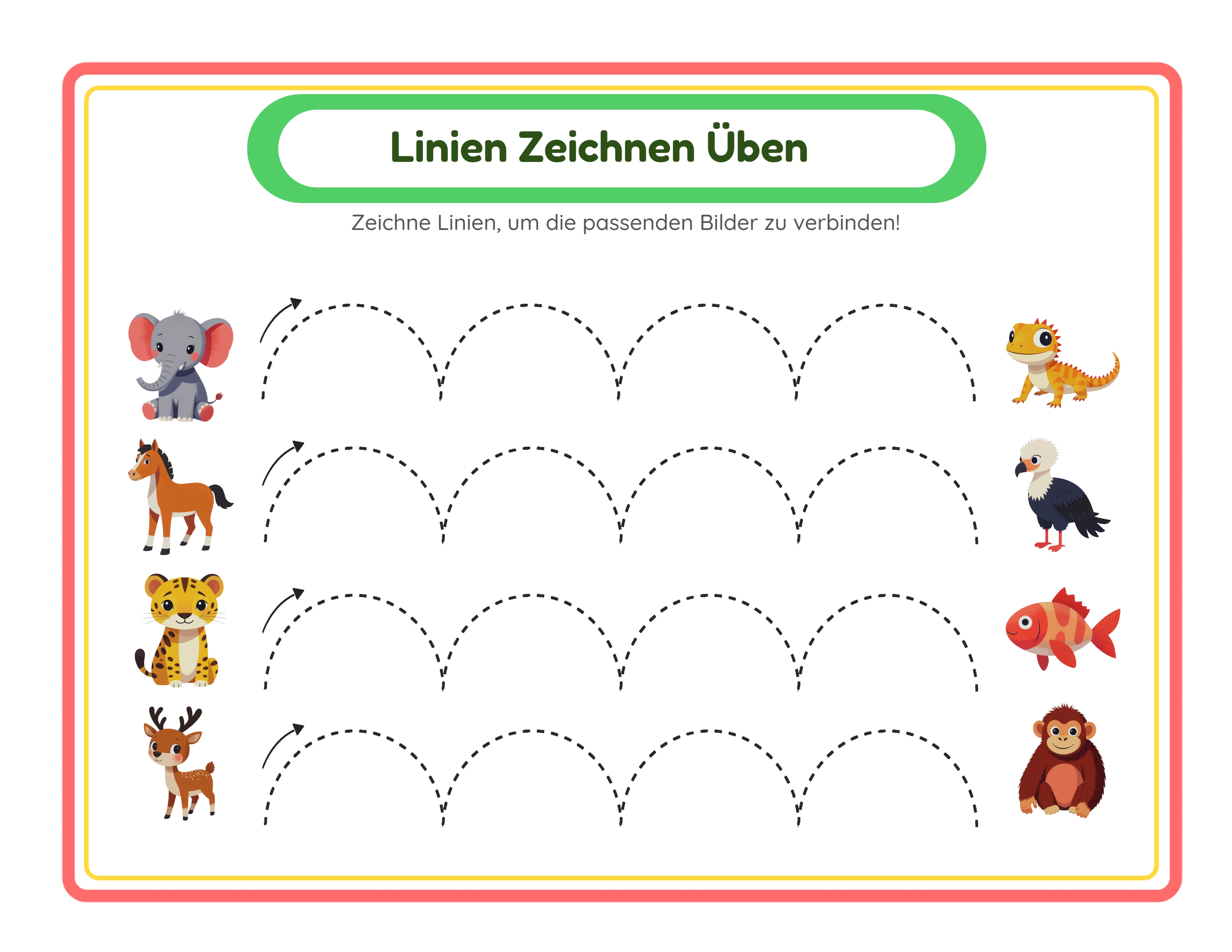 Linien nachzeichnen und üben — Arbeitsblatt Beispiel 2