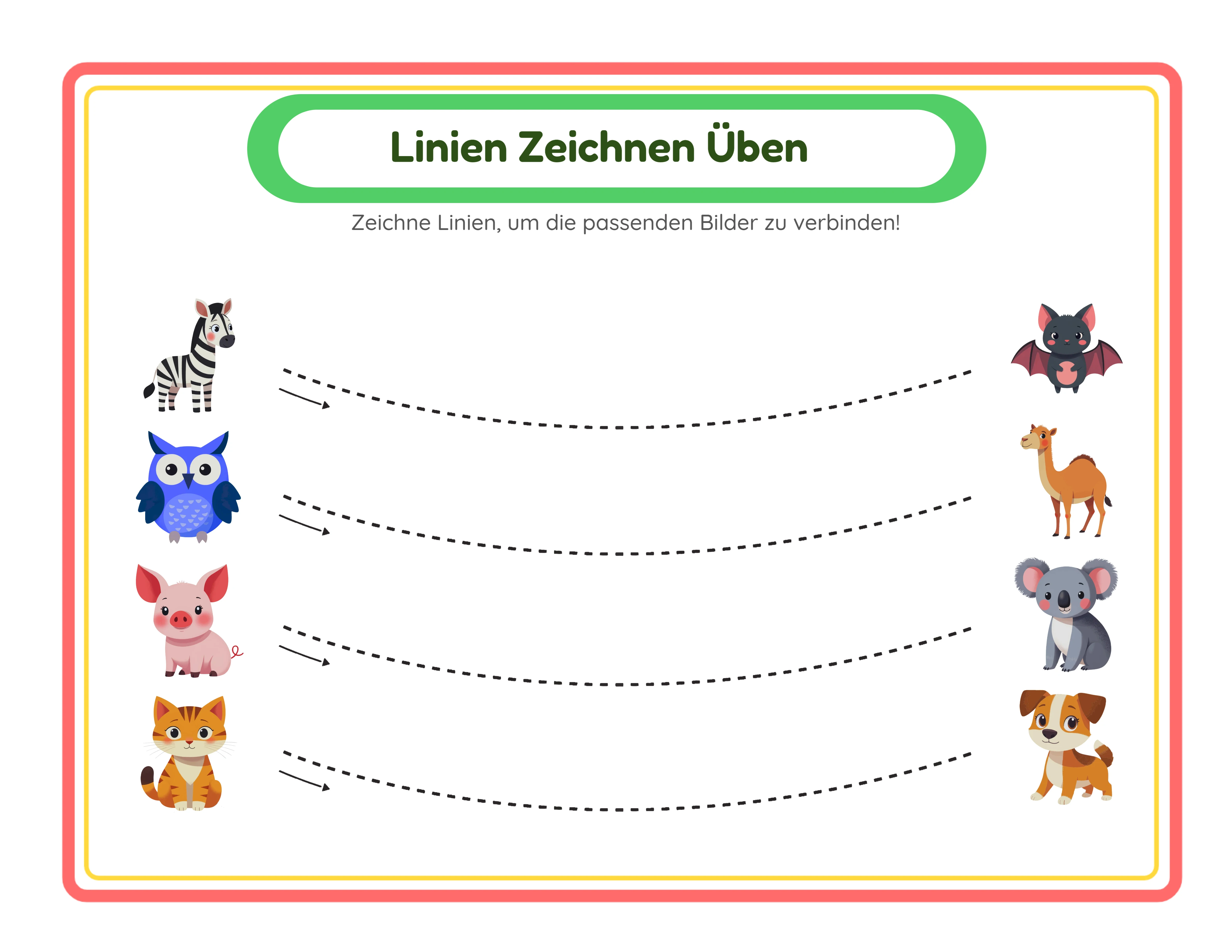 Linien nachzeichnen und üben — Arbeitsblatt Beispiel 3
