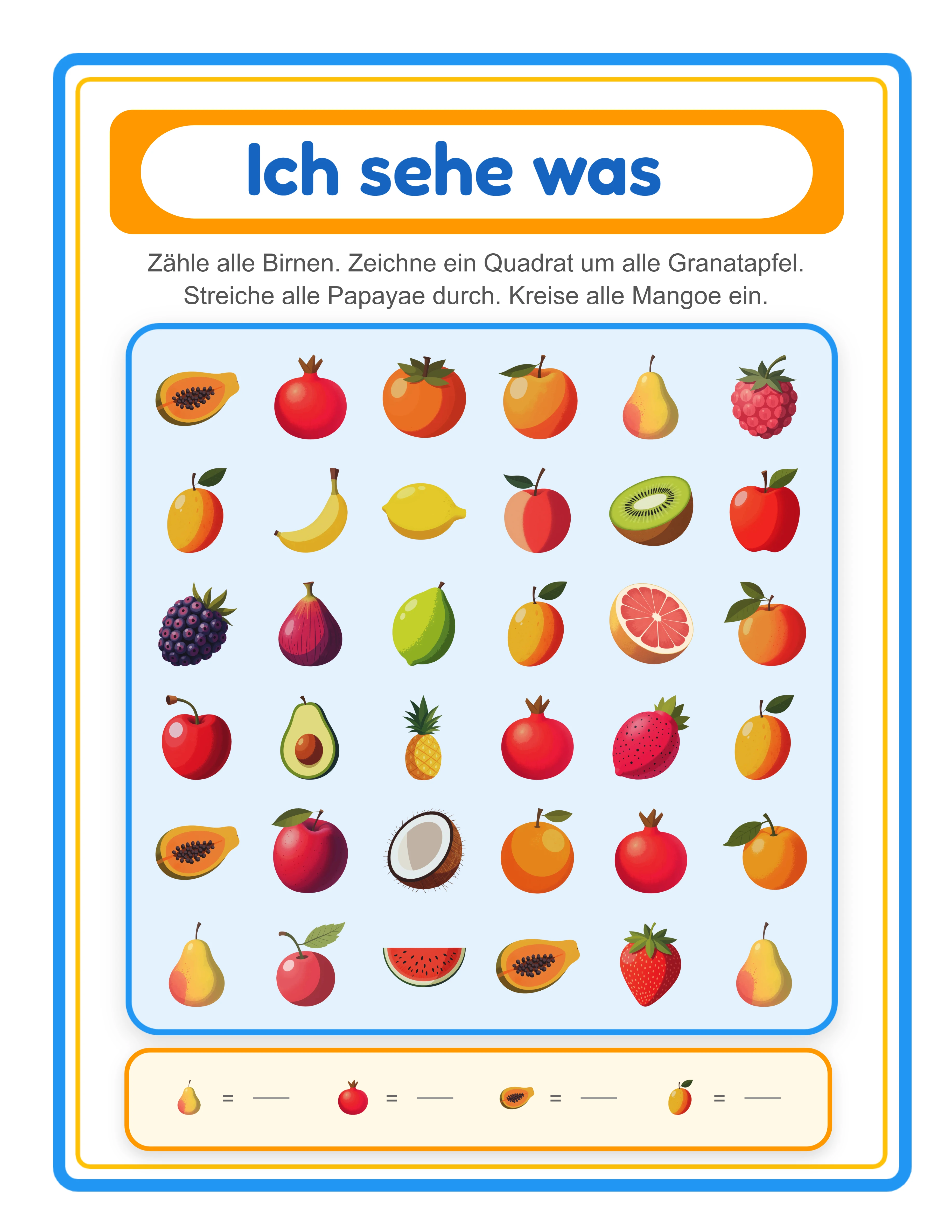 Suchen und Zählen Aktivitäten — Arbeitsblatt Beispiel 3