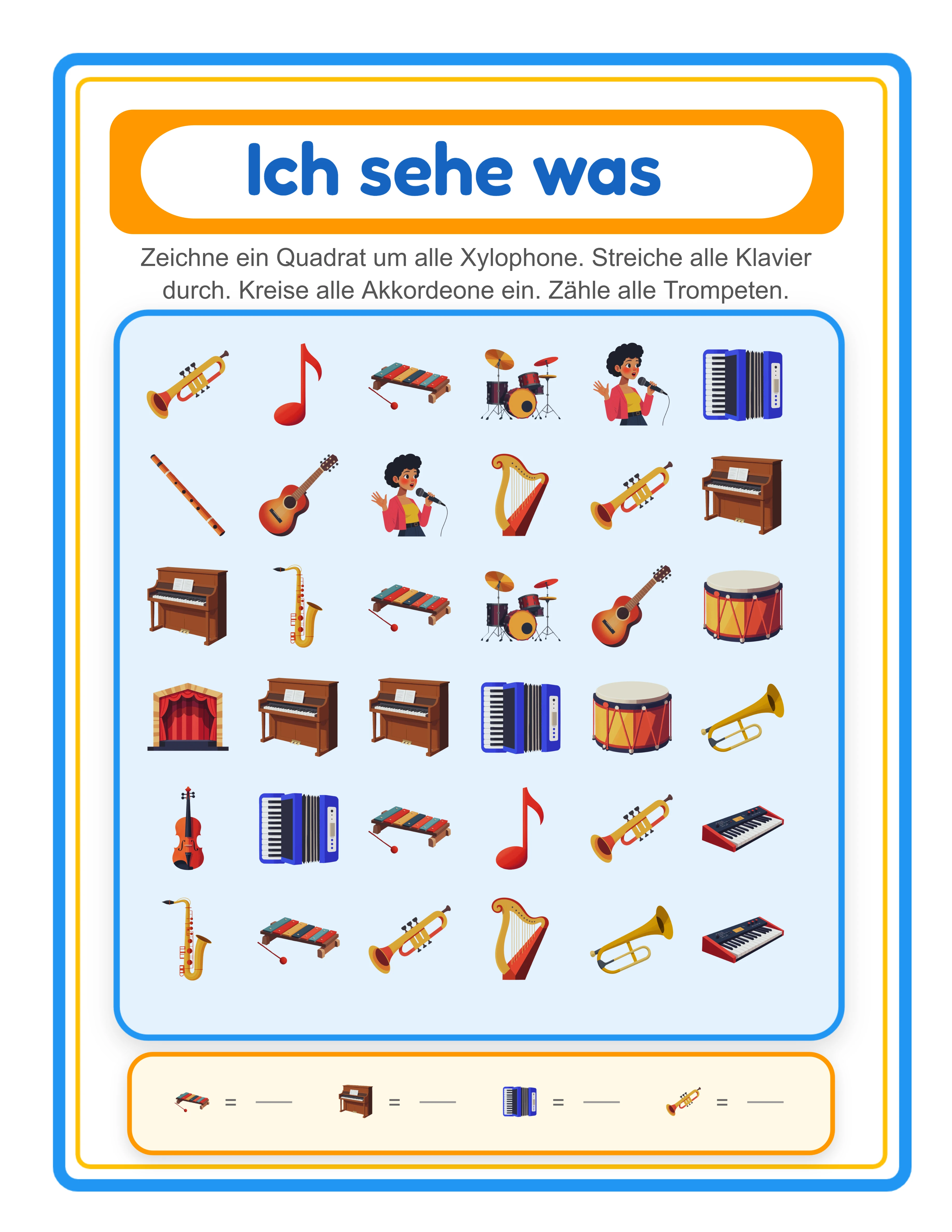 Hervorgehobenes Ich-sehe-was — bunte Suchbild-Aktivität