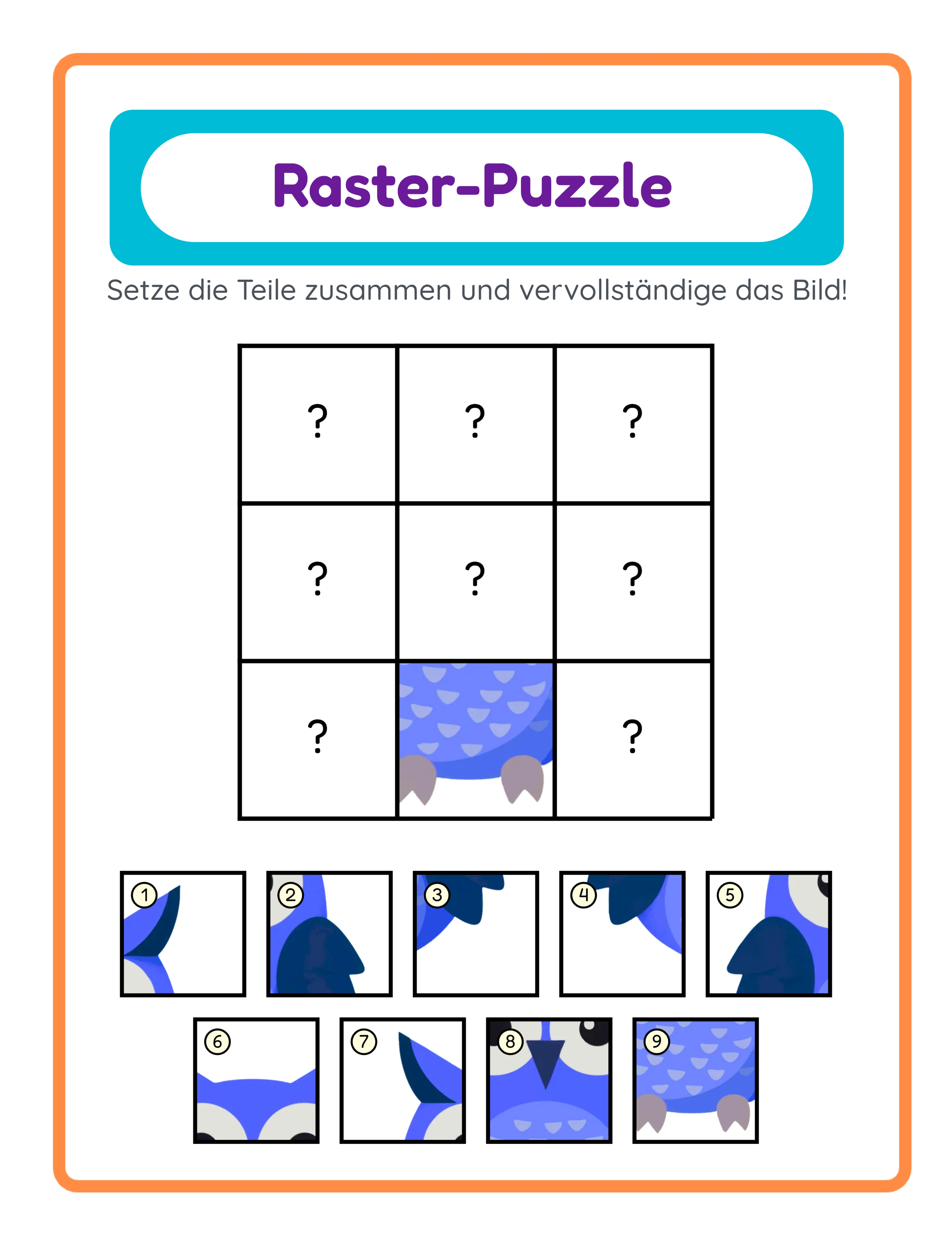 Raster-Puzzle professionelles Arbeitsblatt