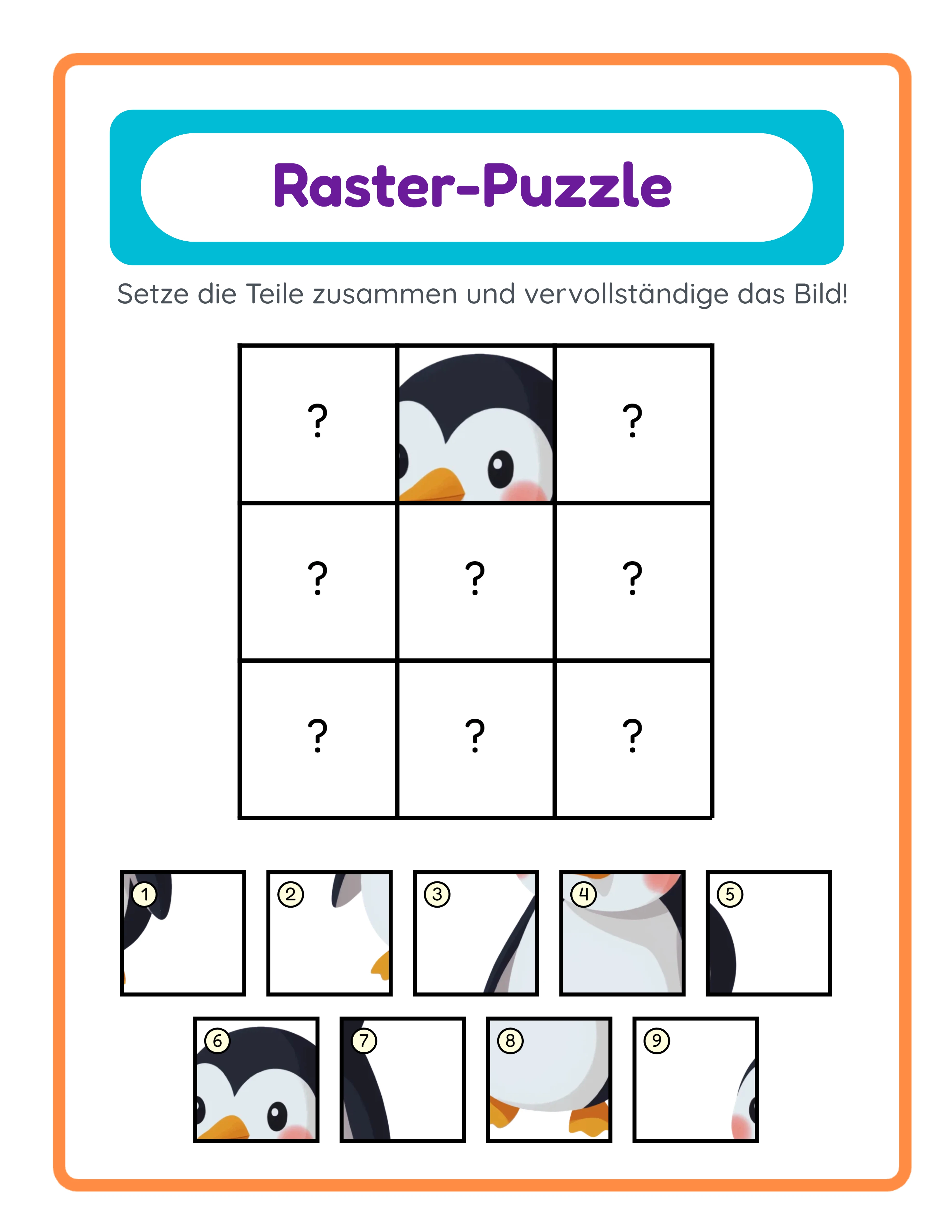 Raster-Puzzle Fortgeschrittenen-Arbeitsblatt