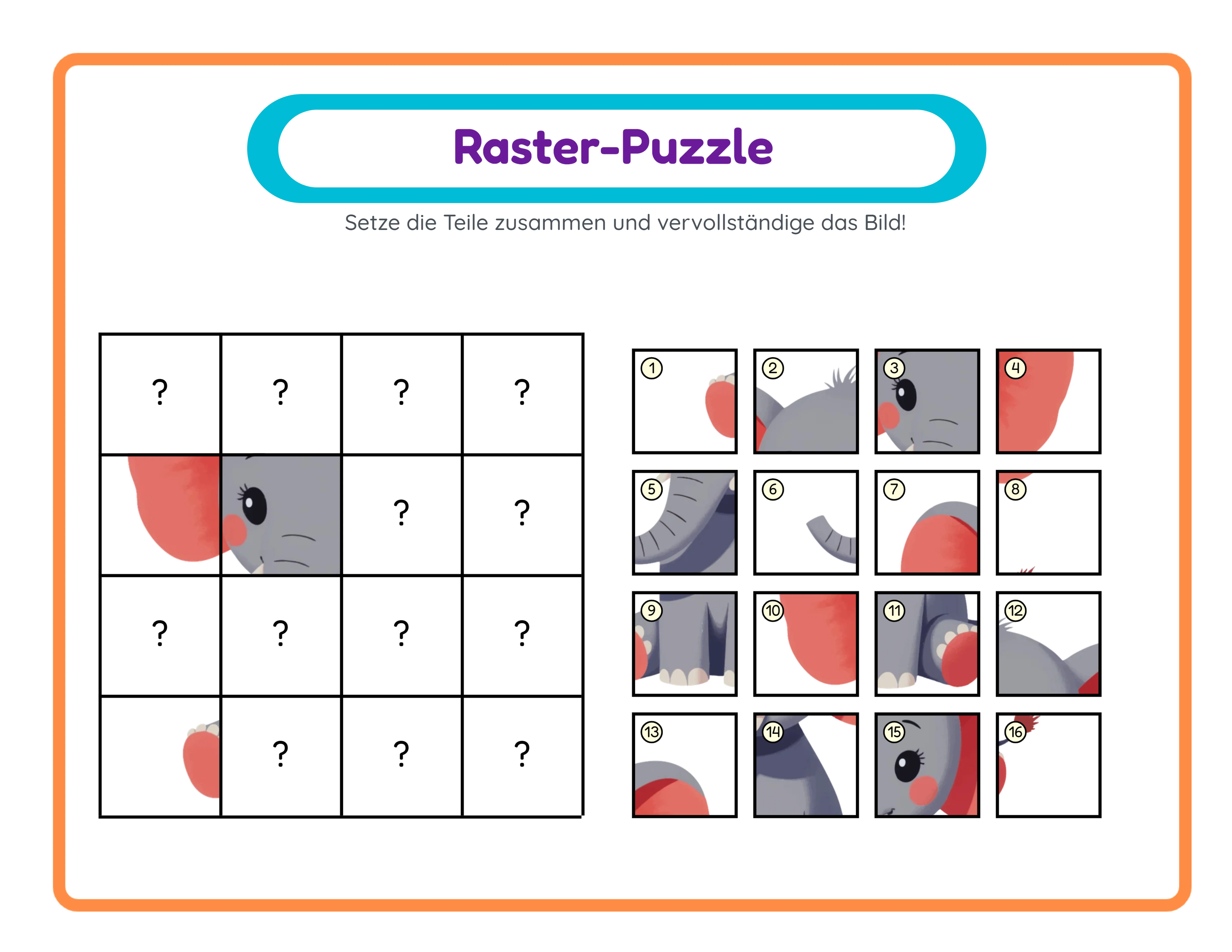 Raster-Puzzle professionelles Arbeitsblatt
