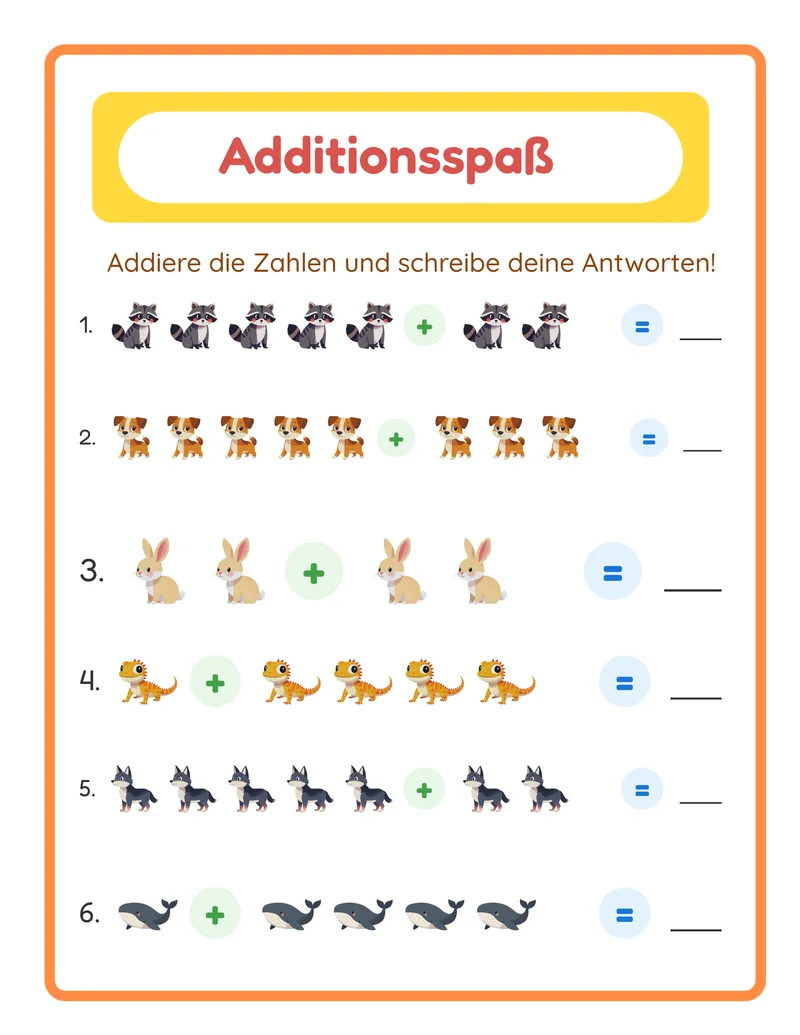 Additions-Arbeitsblätter