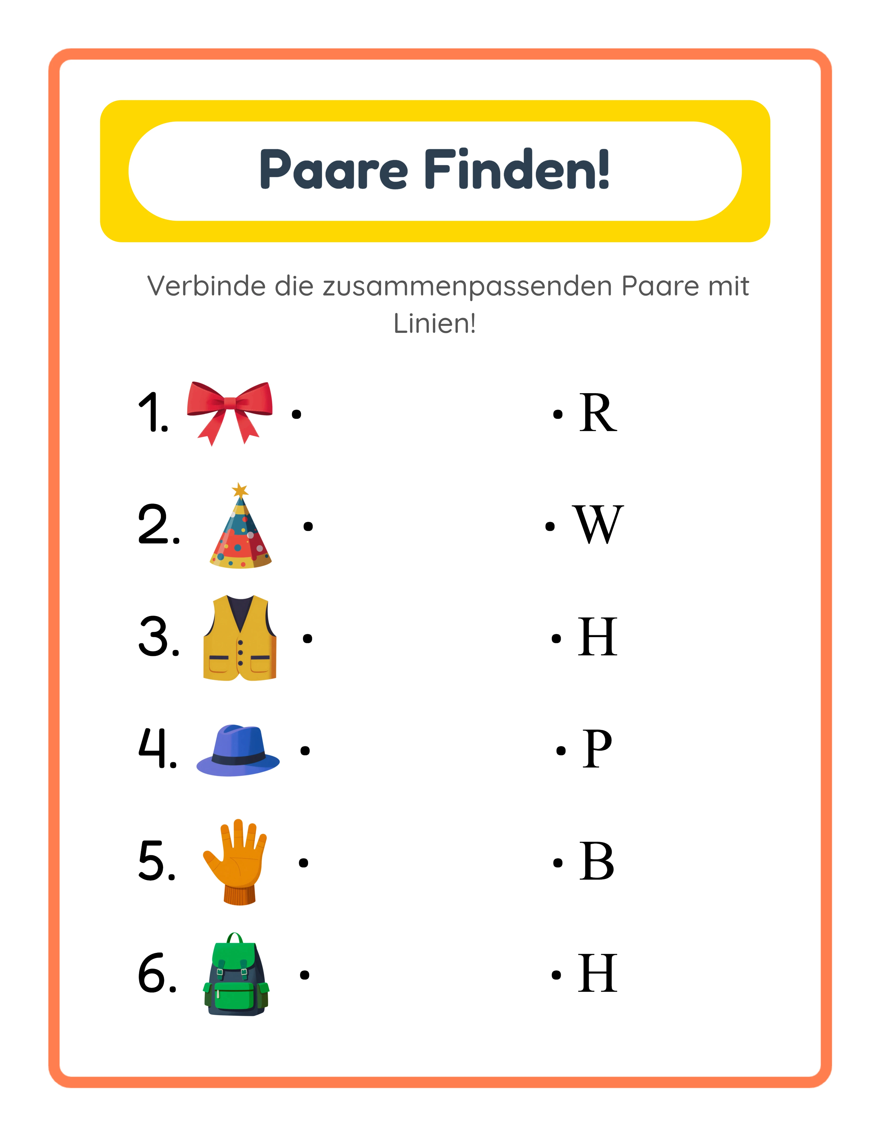Bilder-Zuordnungsübungen — Hervorgehobenes Arbeitsblatt