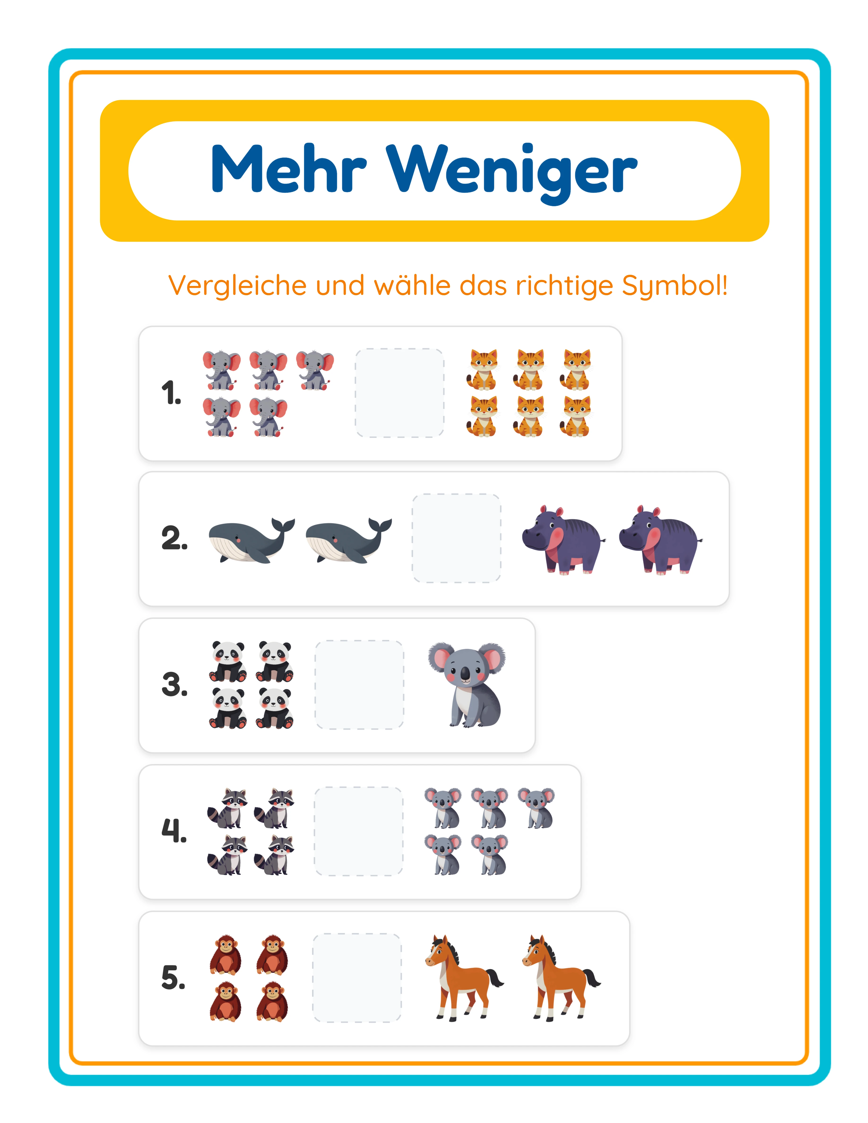 Vergleichs Fortgeschrittenen-Arbeitsblatt
