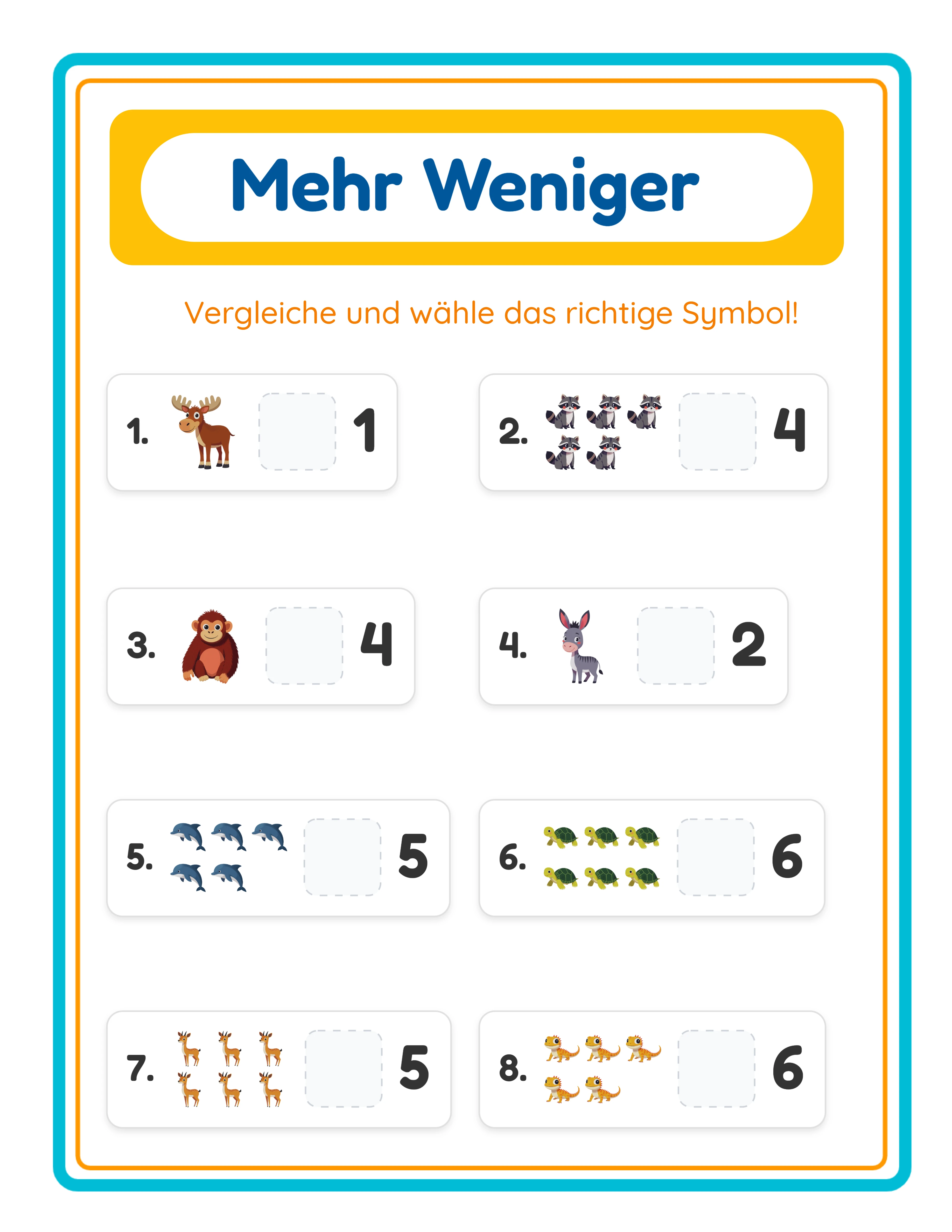 Visuelles Mengenvergleichen — Arbeitsblatt Beispiel 3