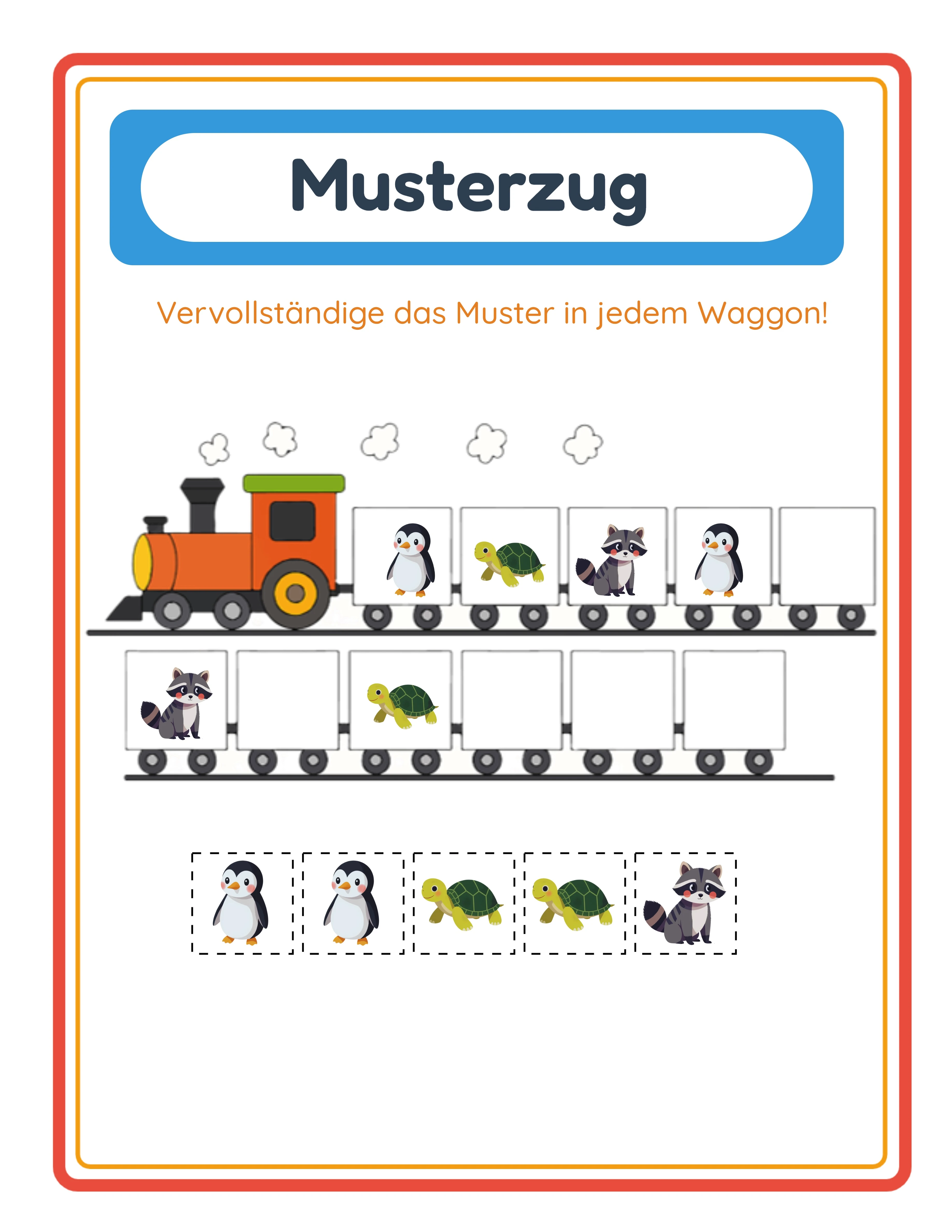 Muster auf dem Zug fortsetzen — Hervorgehobenes Arbeitsblatt