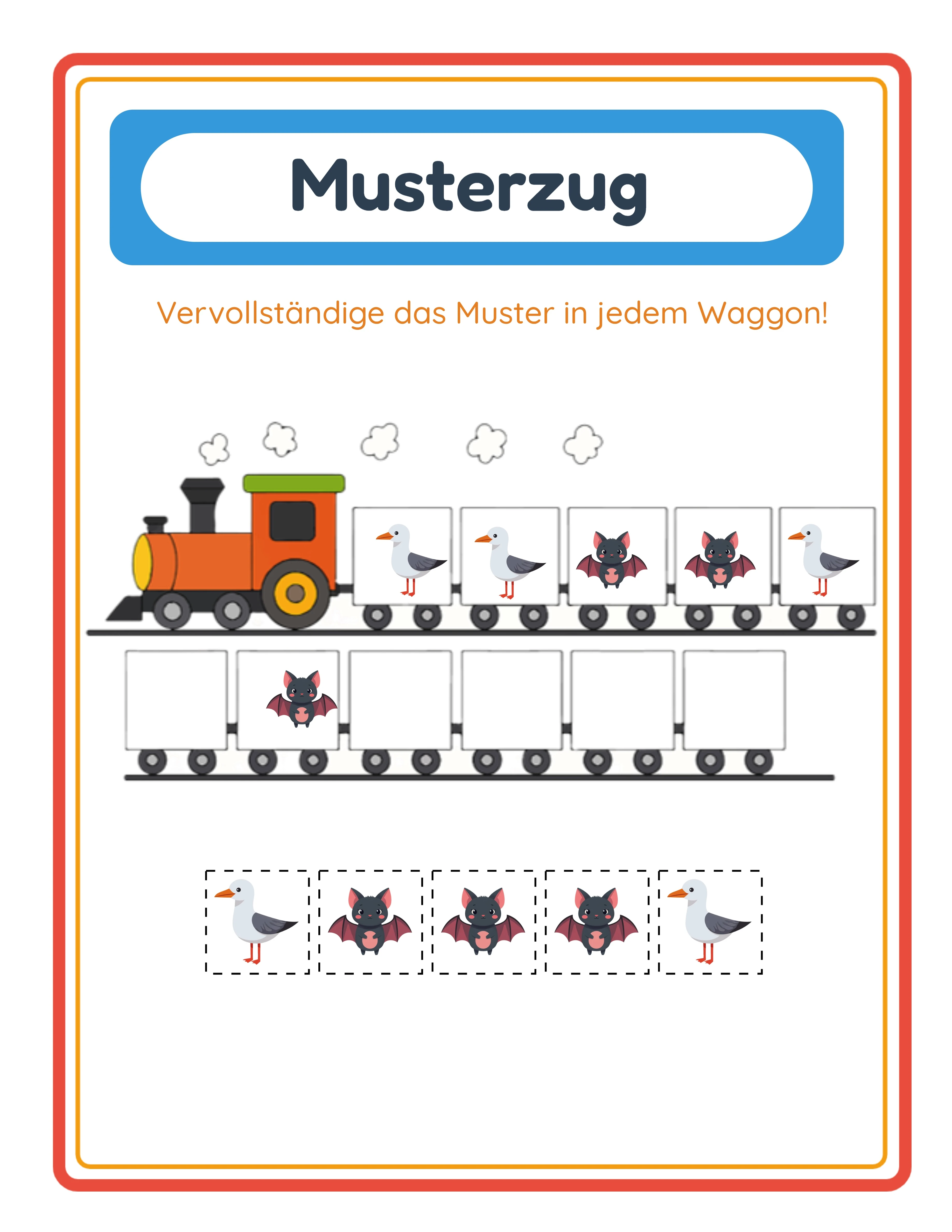 Professionelles Muster-Zug-Arbeitsblatt