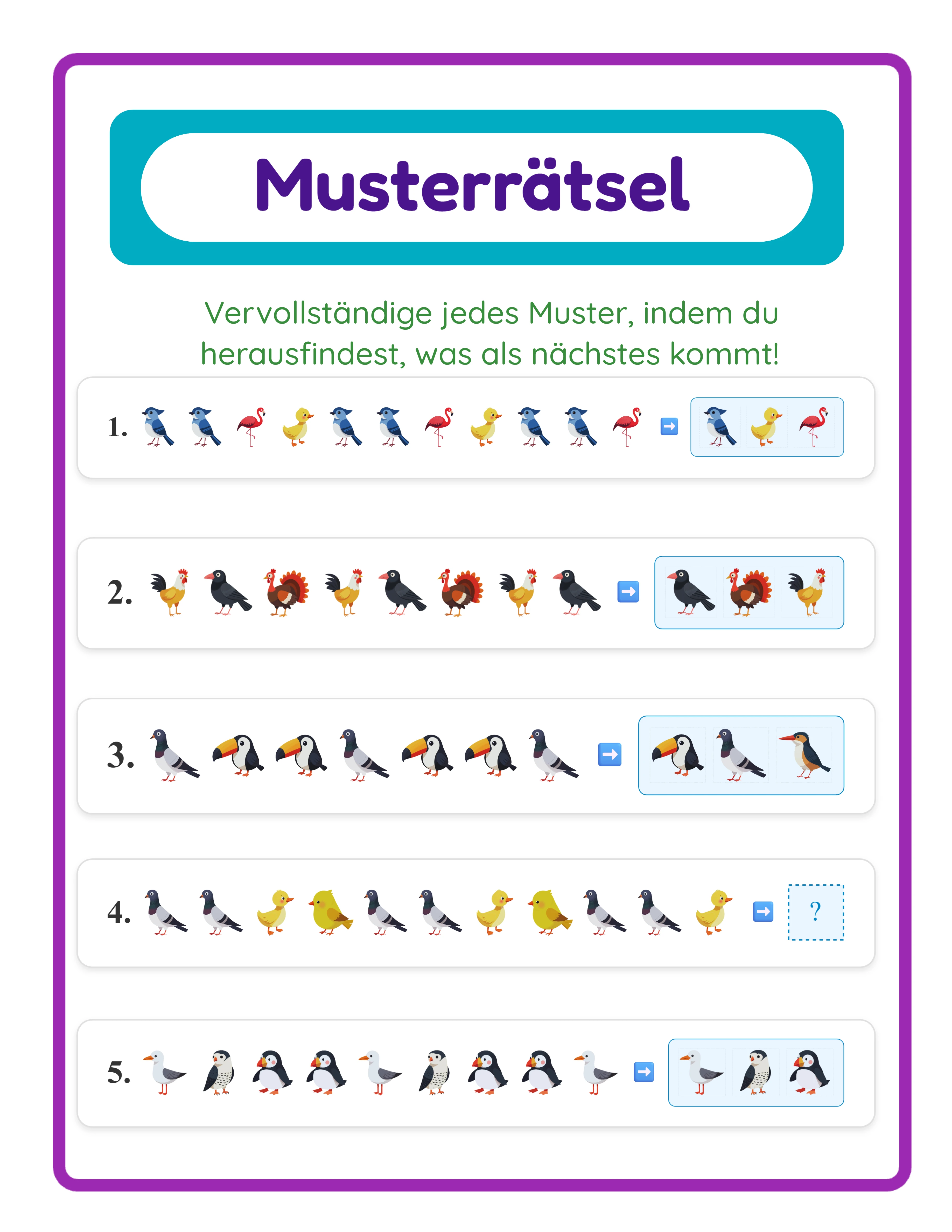 Muster Anfänger-Arbeitsblatt