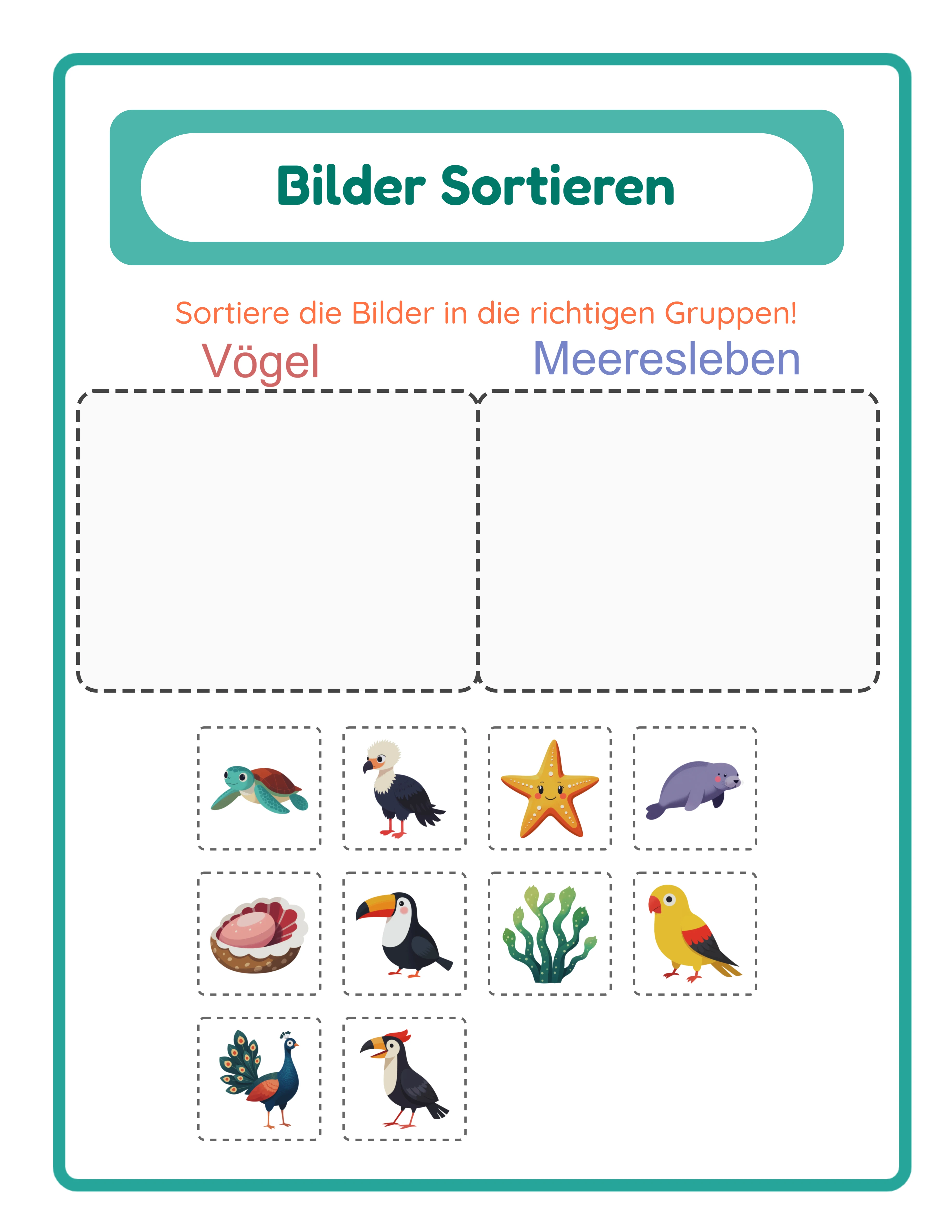 Sortier Fortgeschrittenen-Arbeitsblatt