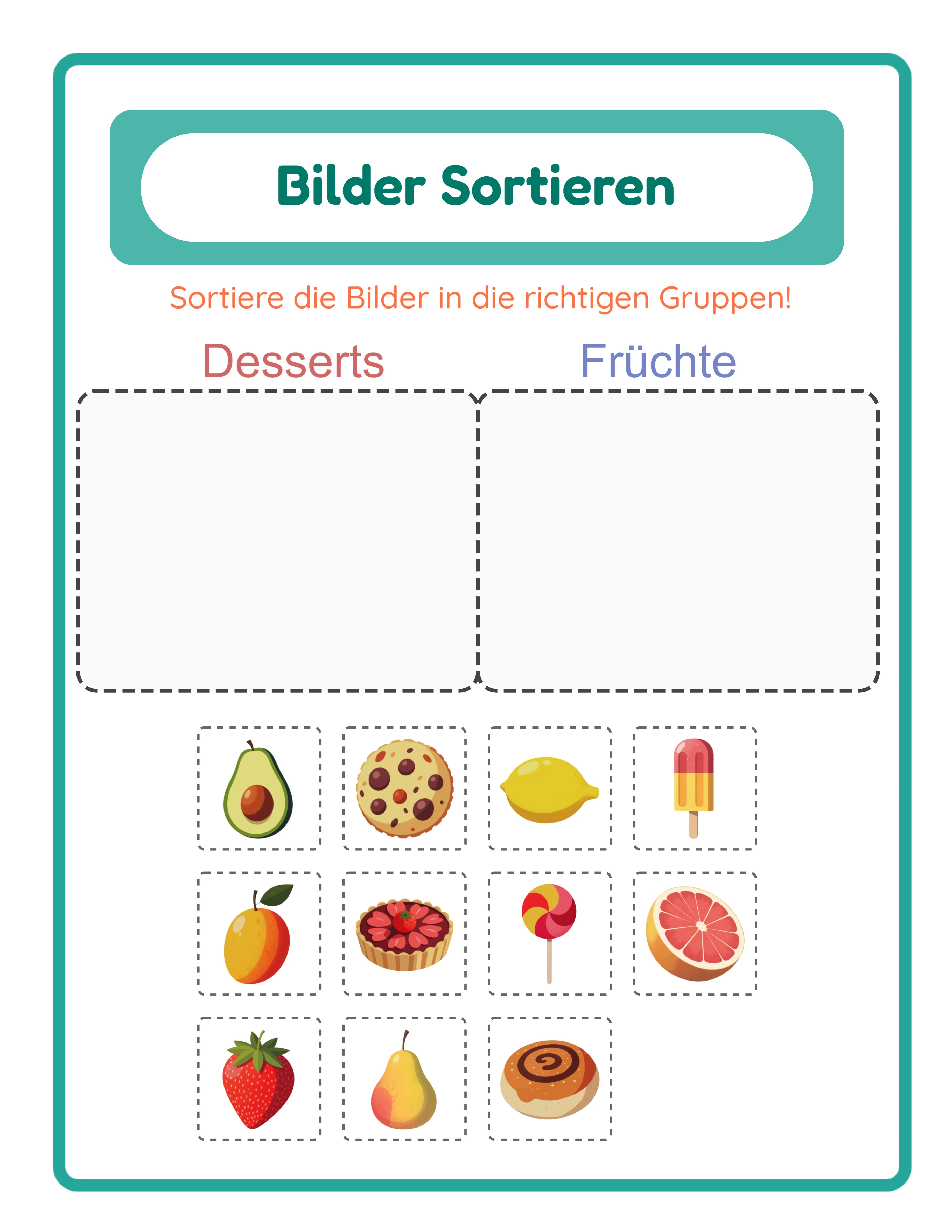 Sortier Arbeitsblatt Beispiel 3