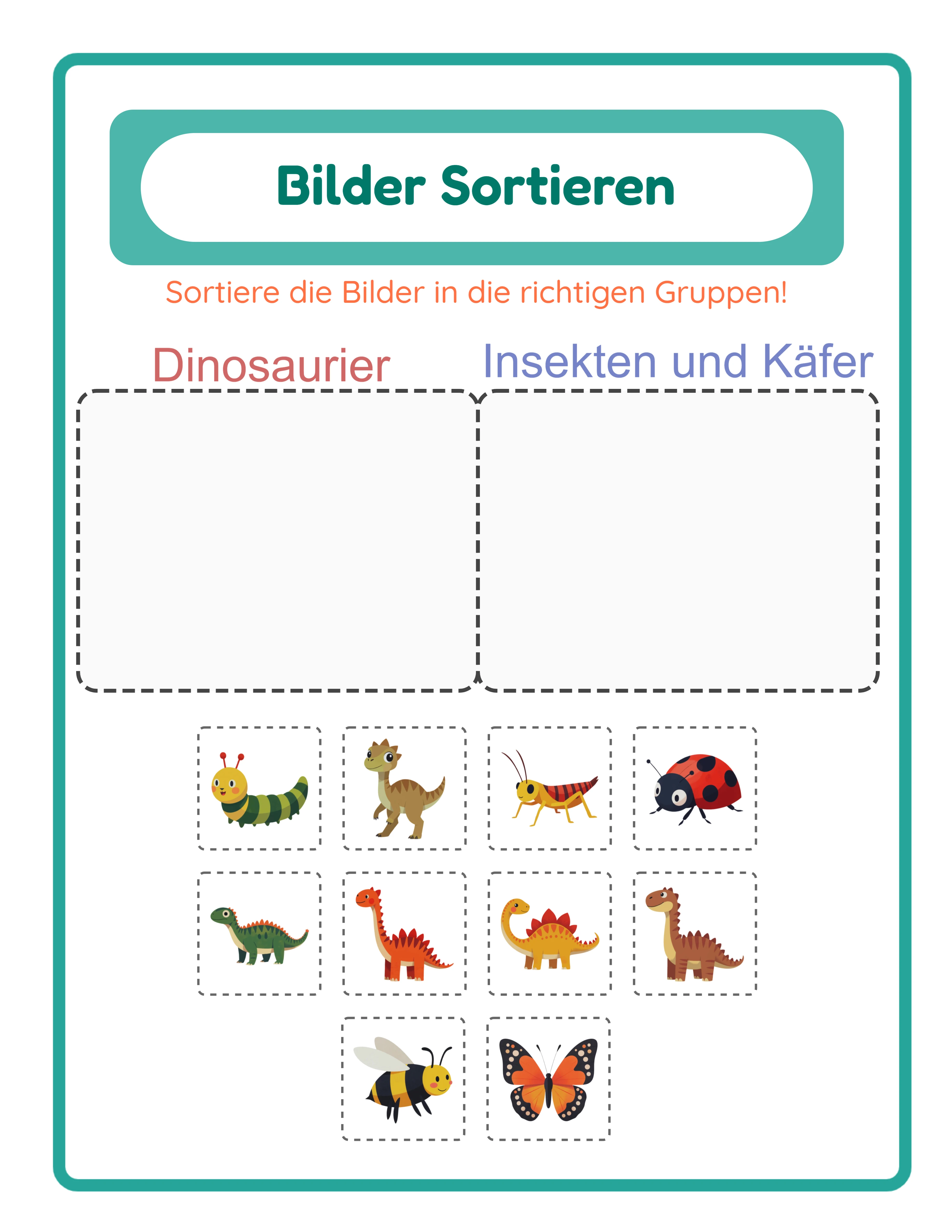 Hervorgehobene Bildsortierung — bunte Kategorisierungsaktivität