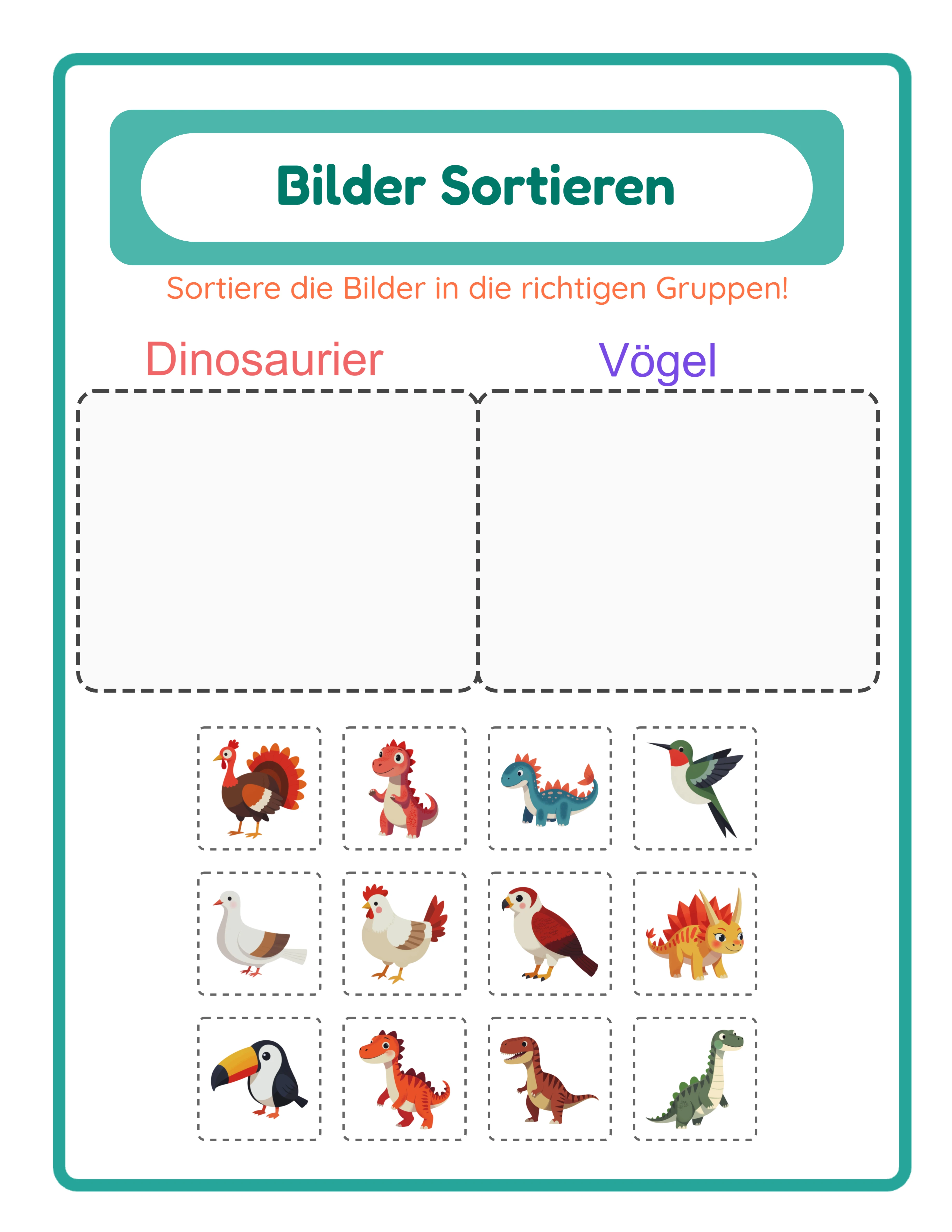 Professionelles Bildsortier-Arbeitsblatt