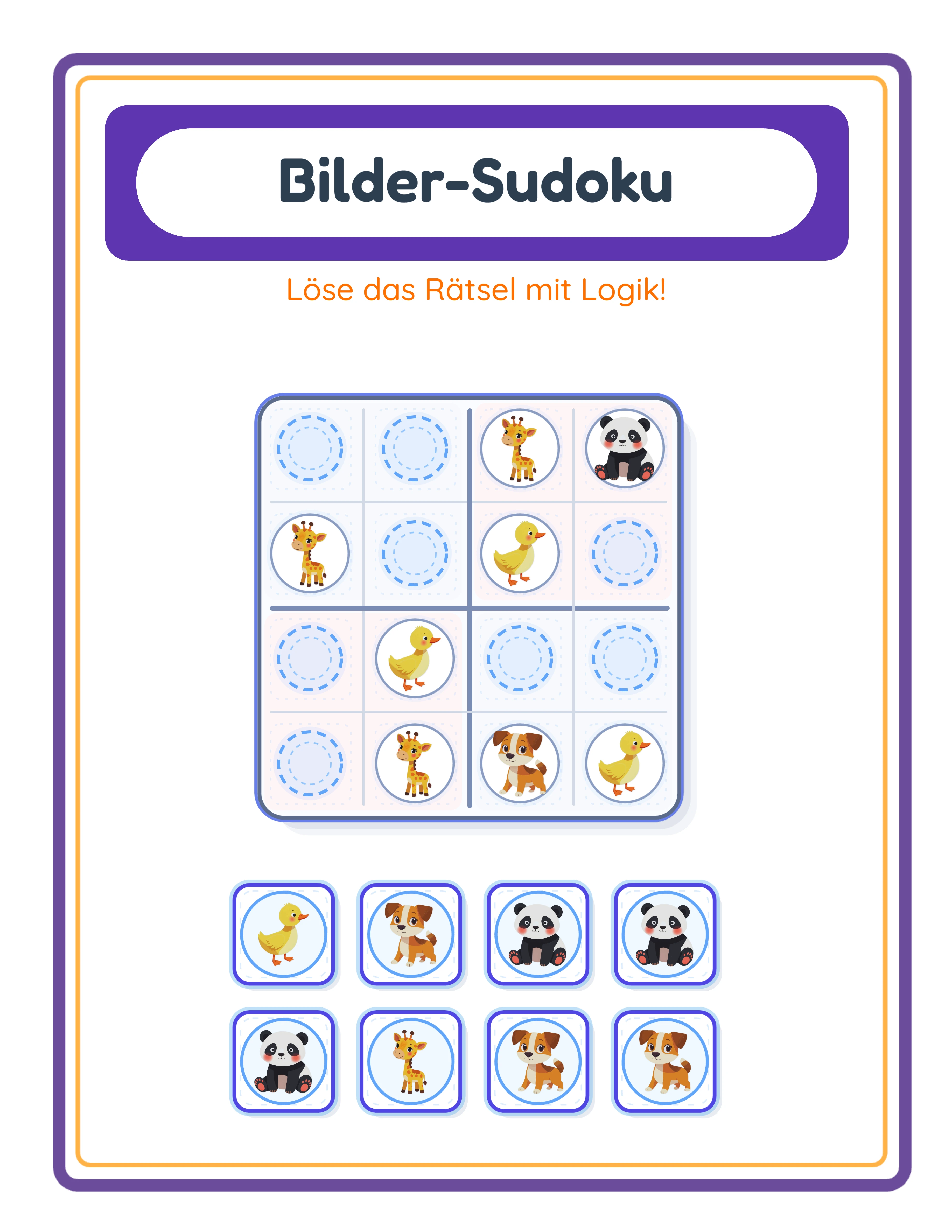 Professionelles Bilder-Sudoku-Arbeitsblatt