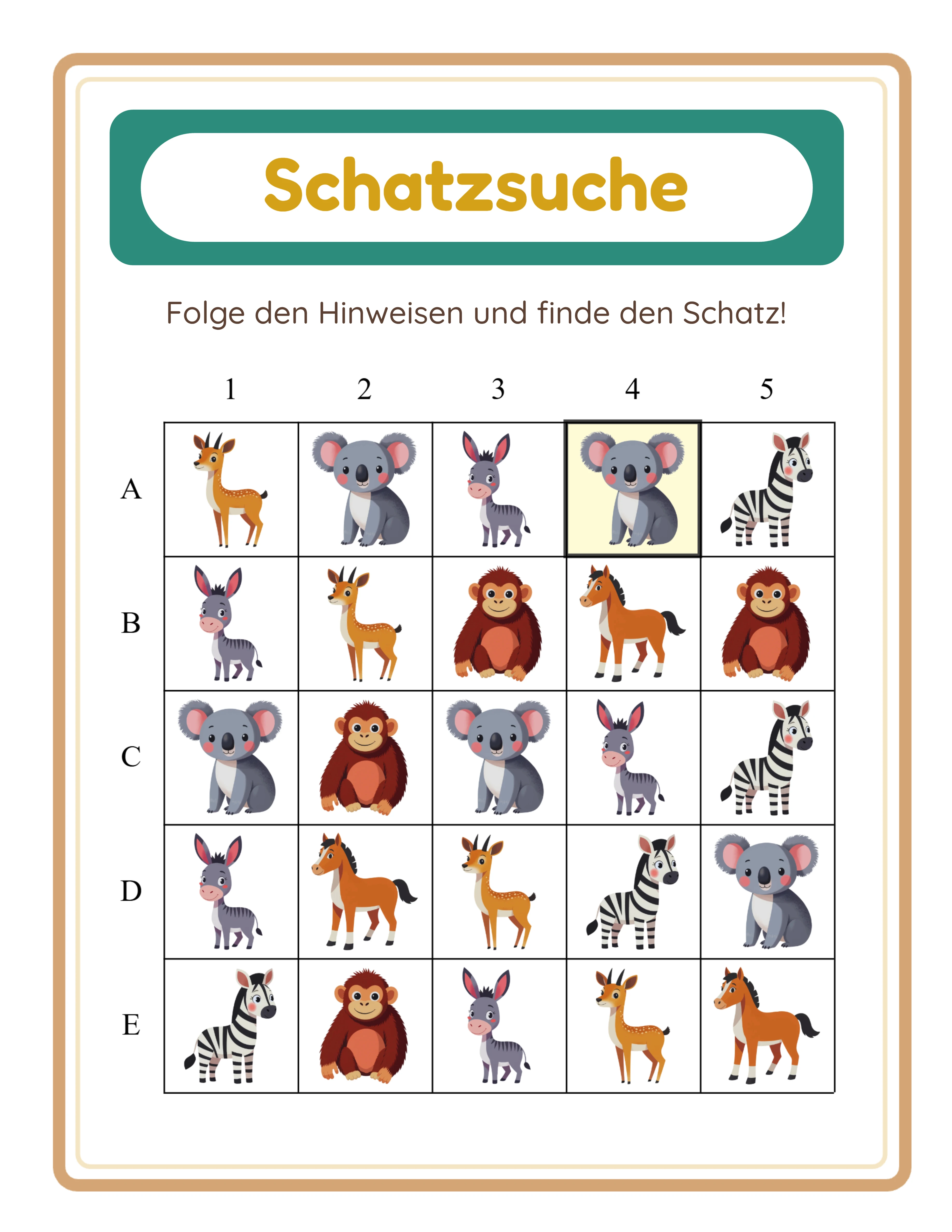 Schatzsuche-Lösungsschlüssel